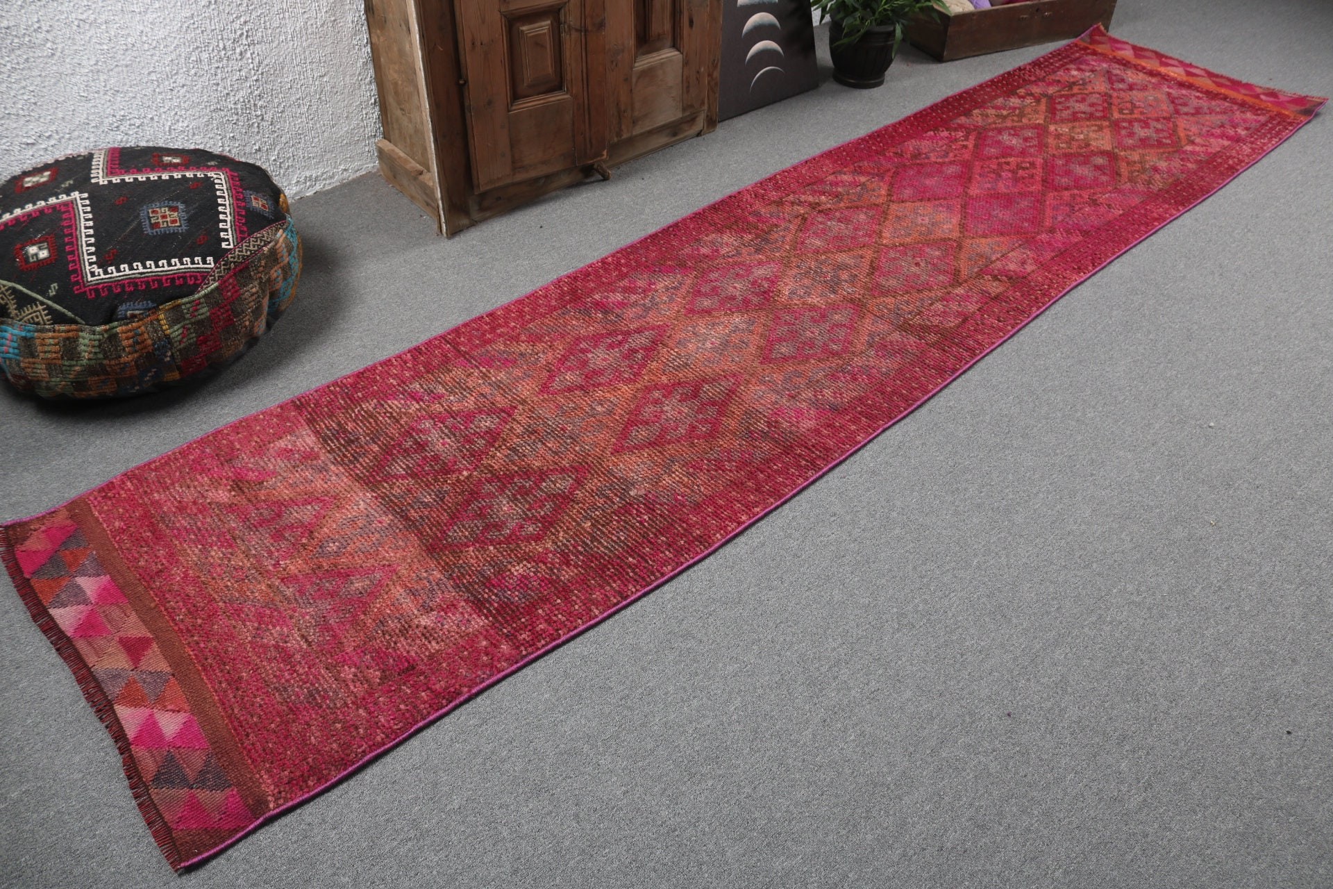 Moroccan Rugs, Kitchen Rug, Aztec Rugs, Vintage Rugs, Home Decor Rugs, Hallway Rug, Pink Moroccan Rug, 2.5x11.5 ft Runner Rug, Turkish Rug