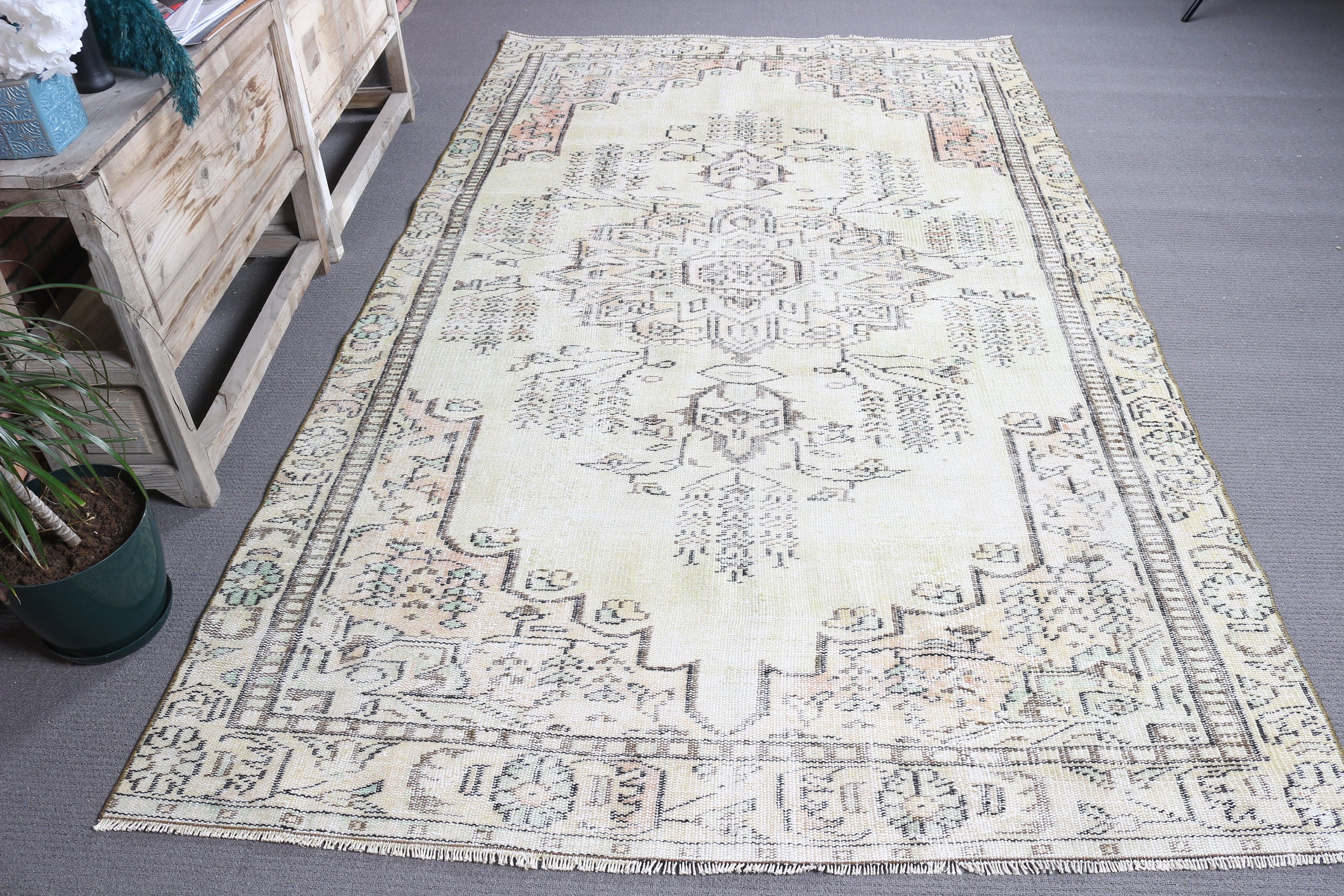 Turkish Rug, Wool Rug, Rugs for Bedroom, Beige Bedroom Rug, Floor Rugs, Dining Room Rug, 5.4x9 ft Large Rugs, Vintage Rug, Outdoor Rug