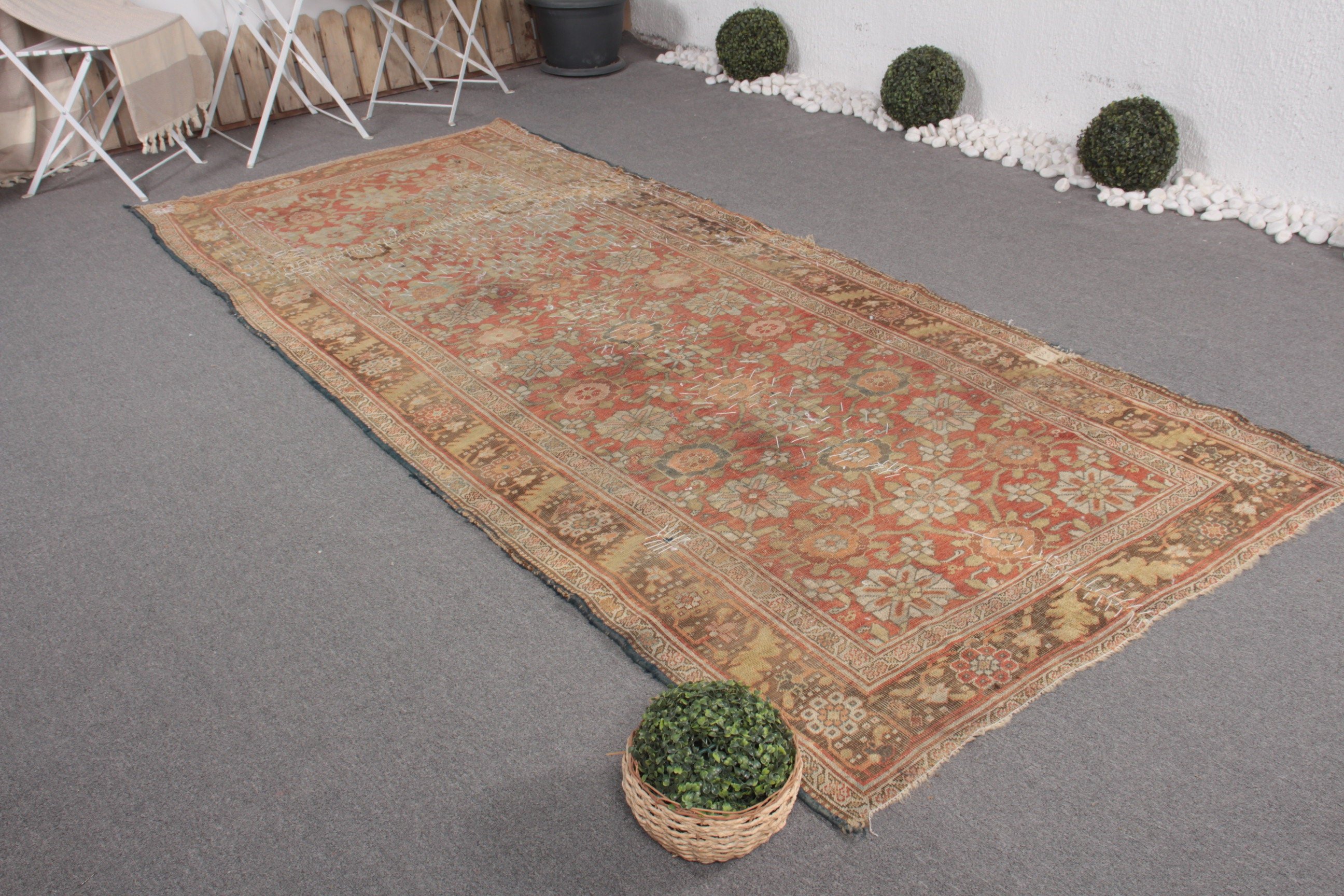 Vintage Halı, Yatak Odası Halısı, Salon Halıları, Sarı Oryantal Halı, Oturma Odası Halıları, Düğün Halısı, 4.4x10.2 ft Büyük Halı, Türk Halısı