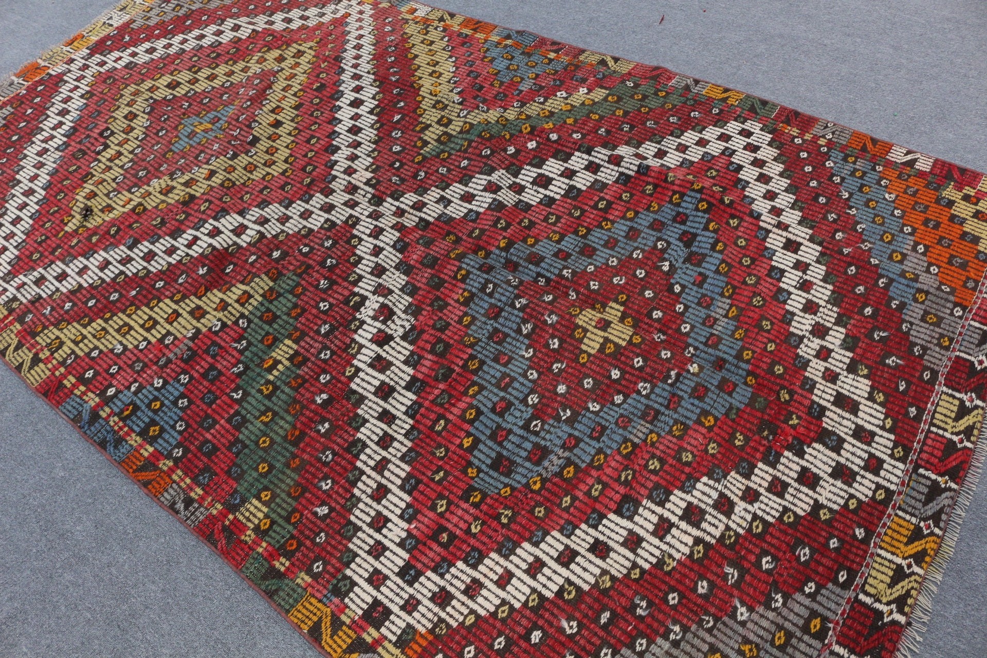 Yemek Odası Halısı, Kırmızı Anadolu Halısı, 5.3x9.3 ft Büyük Halı, Vintage Halı, Yatak Odası Halısı, Yün Halılar, Oushak Halısı, Kilim, Hindi Halısı, Türk Halısı