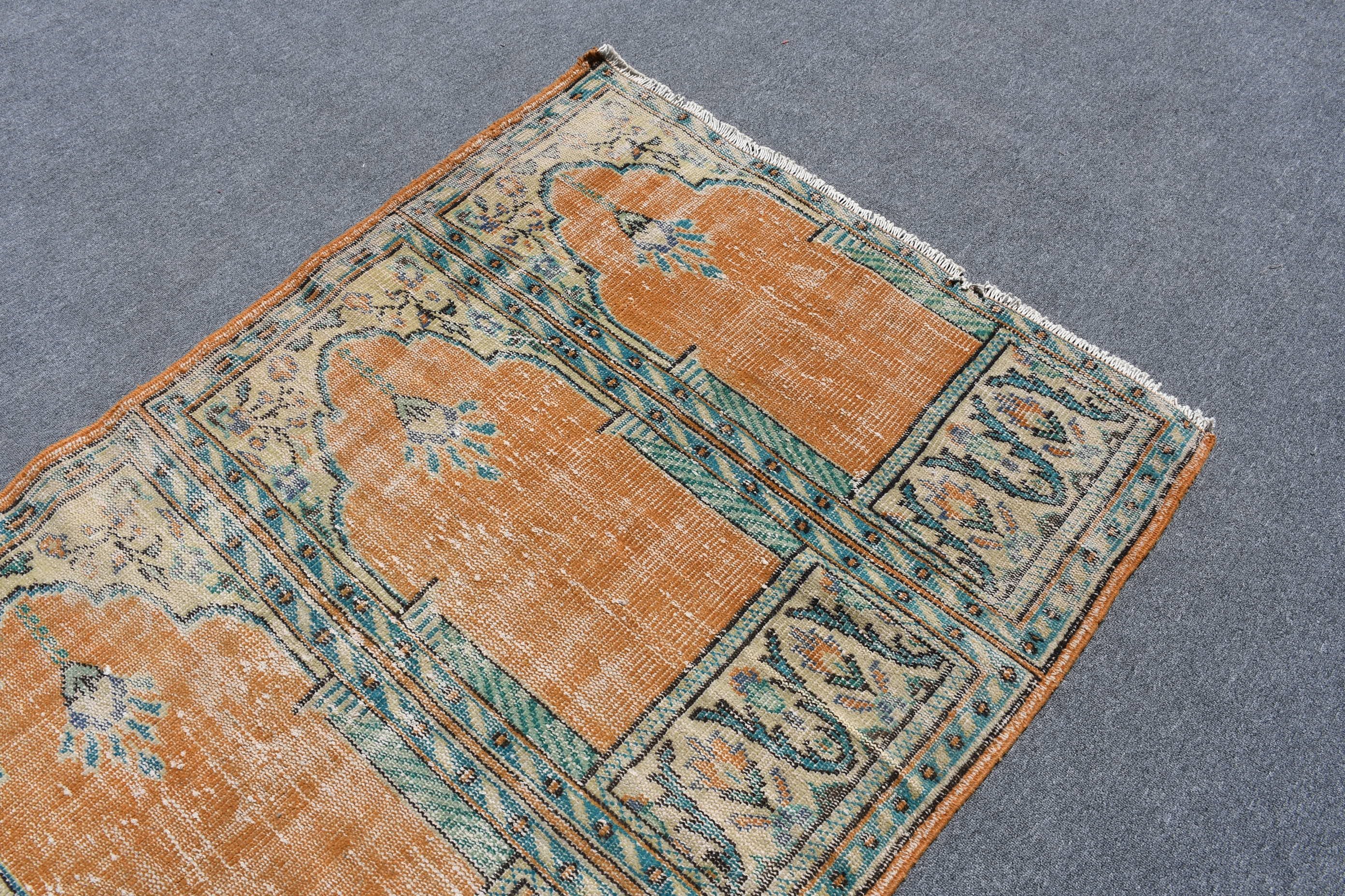 Floor Rug, Nursery Rug, Rugs for Kitchen, Bedroom Rugs, Antique Rug, Turkish Rugs, 3.7x6.4 ft Accent Rug, Vintage Rug, Orange Kitchen Rug