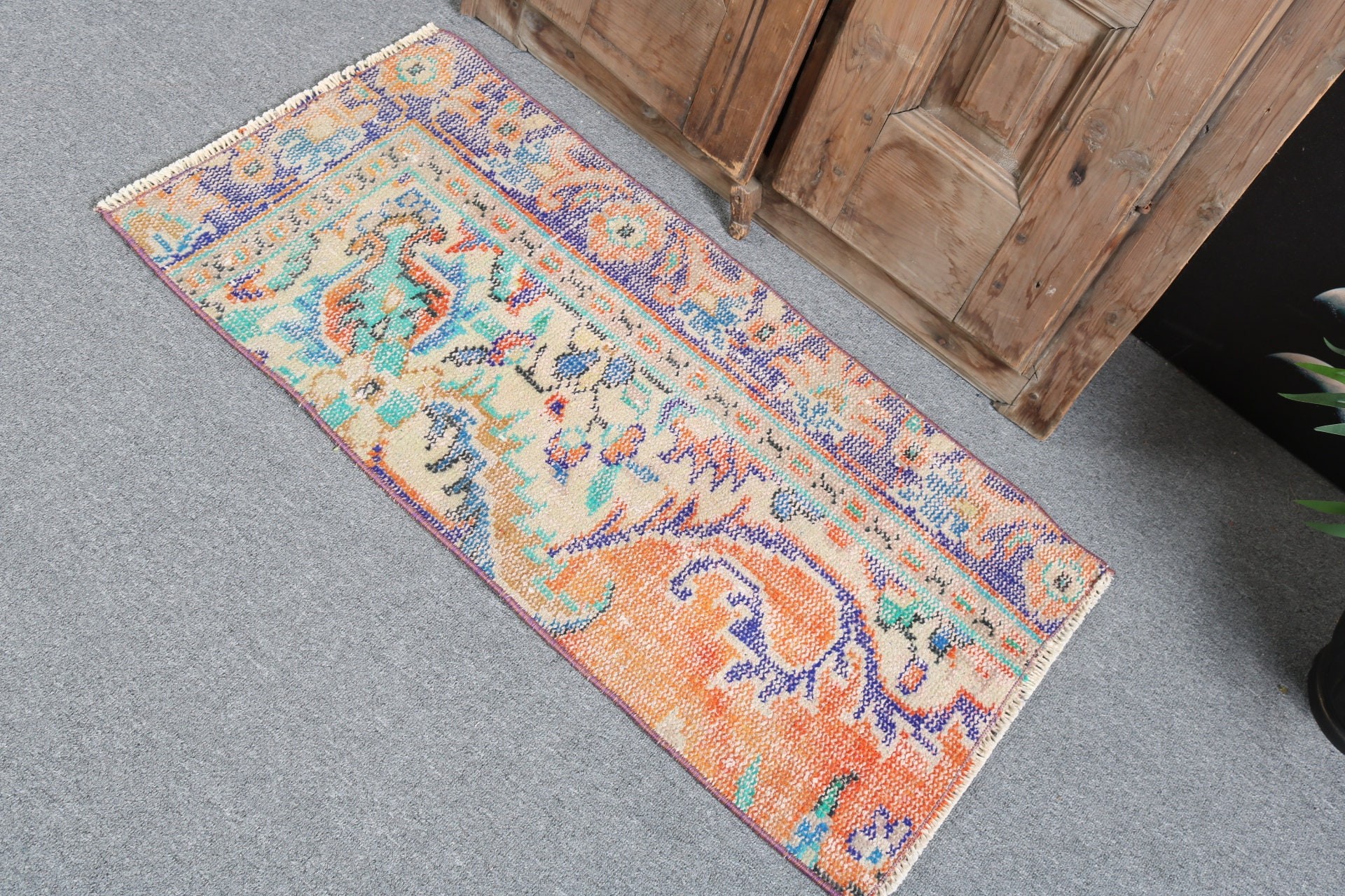 Door Mat Rugs, Antique Rug, Turkish Rug, Car Mat Rugs, Boho Rug, Orange Antique Rugs, Vintage Rug, 1.6x3.2 ft Small Rugs, Anatolian Rugs