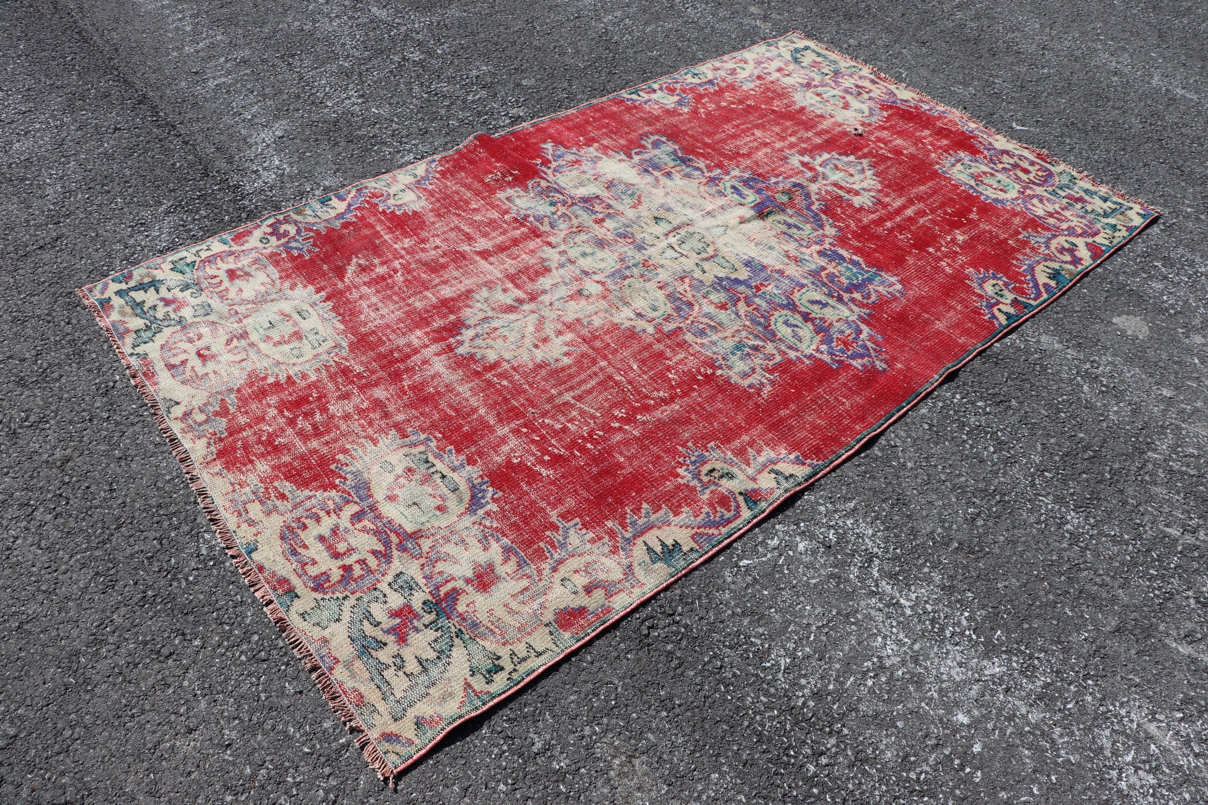 Kitchen Rug, Red Anatolian Rugs, Bedroom Rugs, Dining Room Rug, Turkish Rug, Wool Rug, Vintage Rug, 4.9x8.3 ft Large Rugs, Handwoven Rug