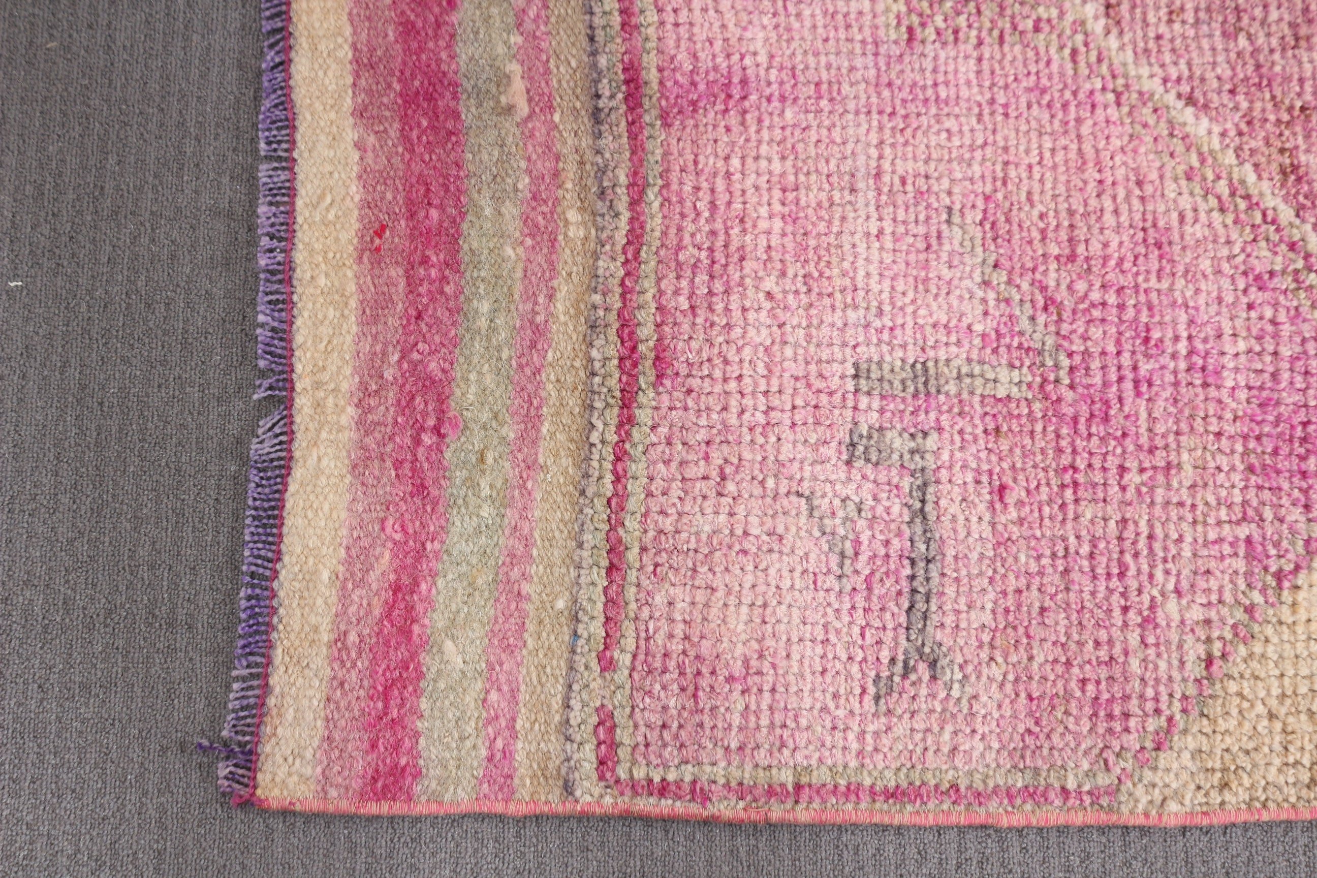 3x10.4 ft Runner Rug, Oushak Rug, Stair Rugs, Vintage Rugs, Wool Rug, Pink Oriental Rug, Turkey Rugs, Rugs for Kitchen, Turkish Rug