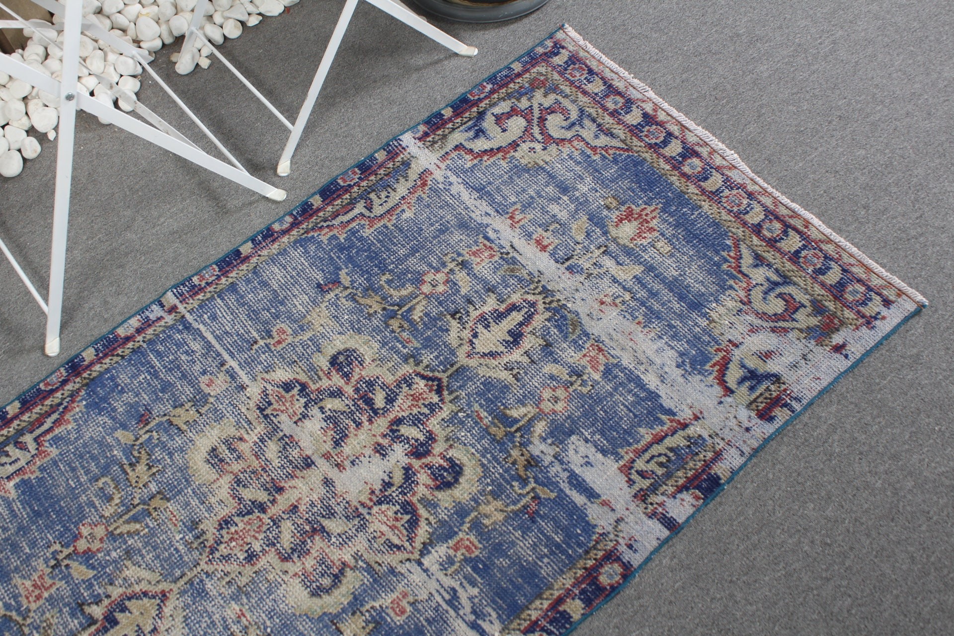 Vintage Rug, Wall Hanging Rugs, Entry Rug, Turkish Rug, Oriental Rug, Blue Home Decor Rug, 2.6x5.4 ft Small Rug, Antique Rugs, Eclectic Rug