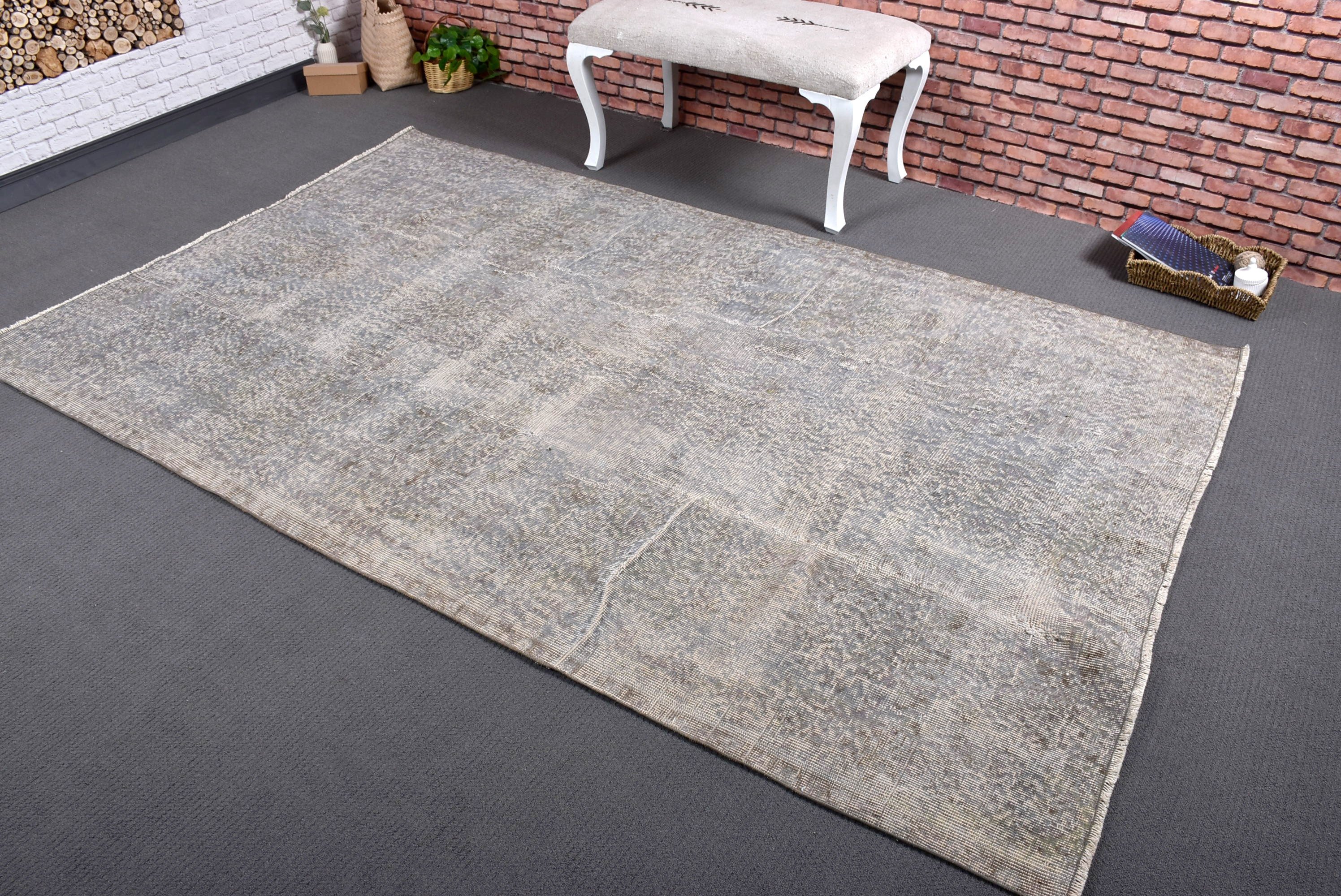 Turkish Rug, Gray Moroccan Rug, Vintage Rugs, Office Rug, Oushak Rugs, Large Boho Rug, 5.2x8.4 ft Large Rug, Large Vintage Rugs, Modern Rug