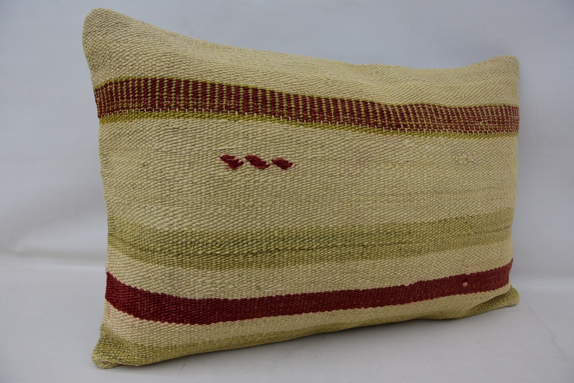 Office Chair Pillow, Ethnical Kilim Rug Pillow, Vintage Kilim Pillow, Interior Designer Pillow, 16"x24" Beige Pillow Cover