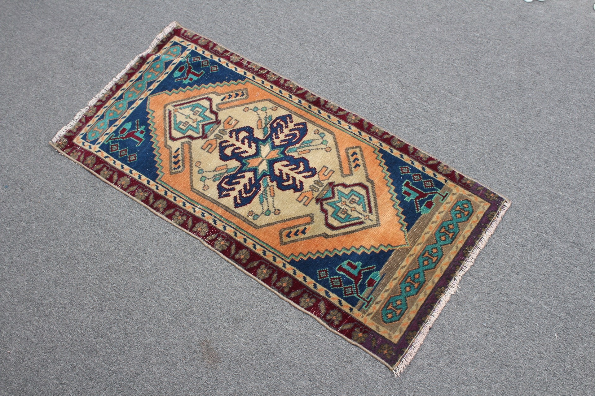 1.6x3.3 ft Küçük Halı, Türk Halısı, Vintage Halı, Bej Yatak Odası Halıları, Banyo Halısı, Mutfak Halıları, Oushak Halıları, Giriş Halıları, Ev Dekorasyonu Halısı