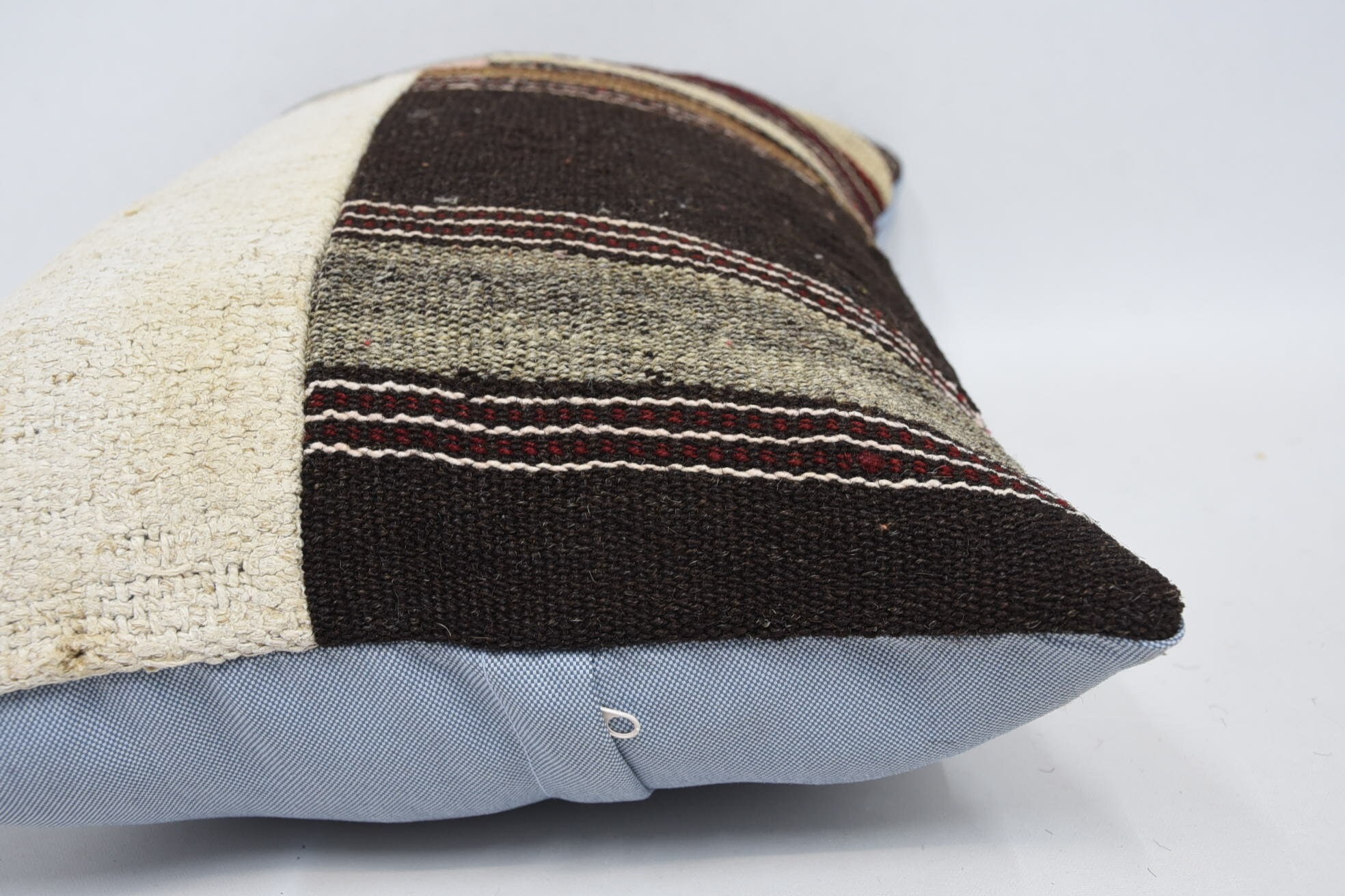 Turkish Kilim Pillow, Vintage Kilim Pillow, Vintage Kilim Throw Pillow, Nautical Throw Cushion Cover, 16"x24" Brown Cushion