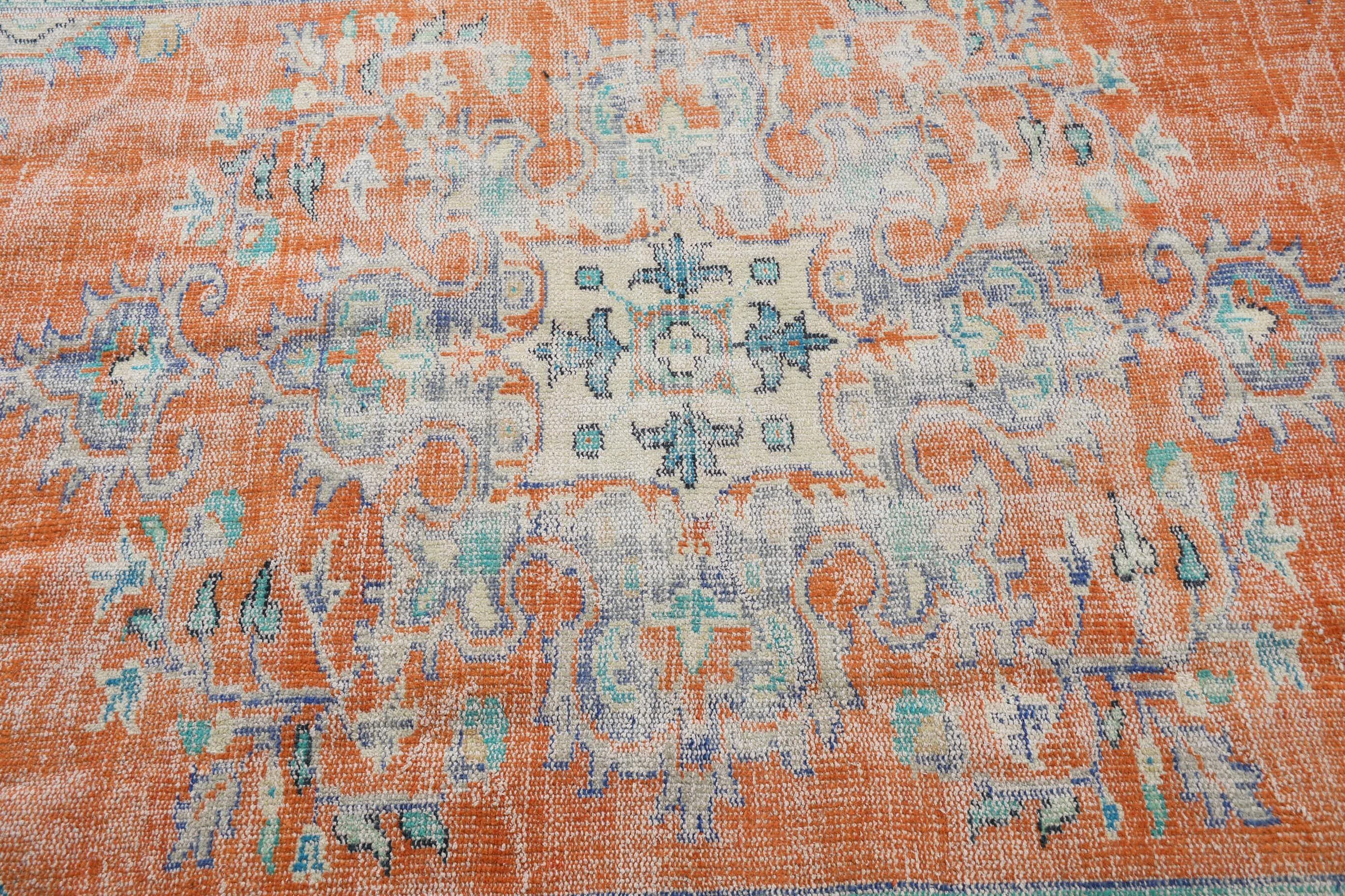 Kitchen Rug, Rugs for Dining Room, Orange Oriental Rugs, Cool Rug, Bedroom Rugs, Salon Rug, 5.9x9.2 ft Large Rug, Vintage Rug, Turkish Rug