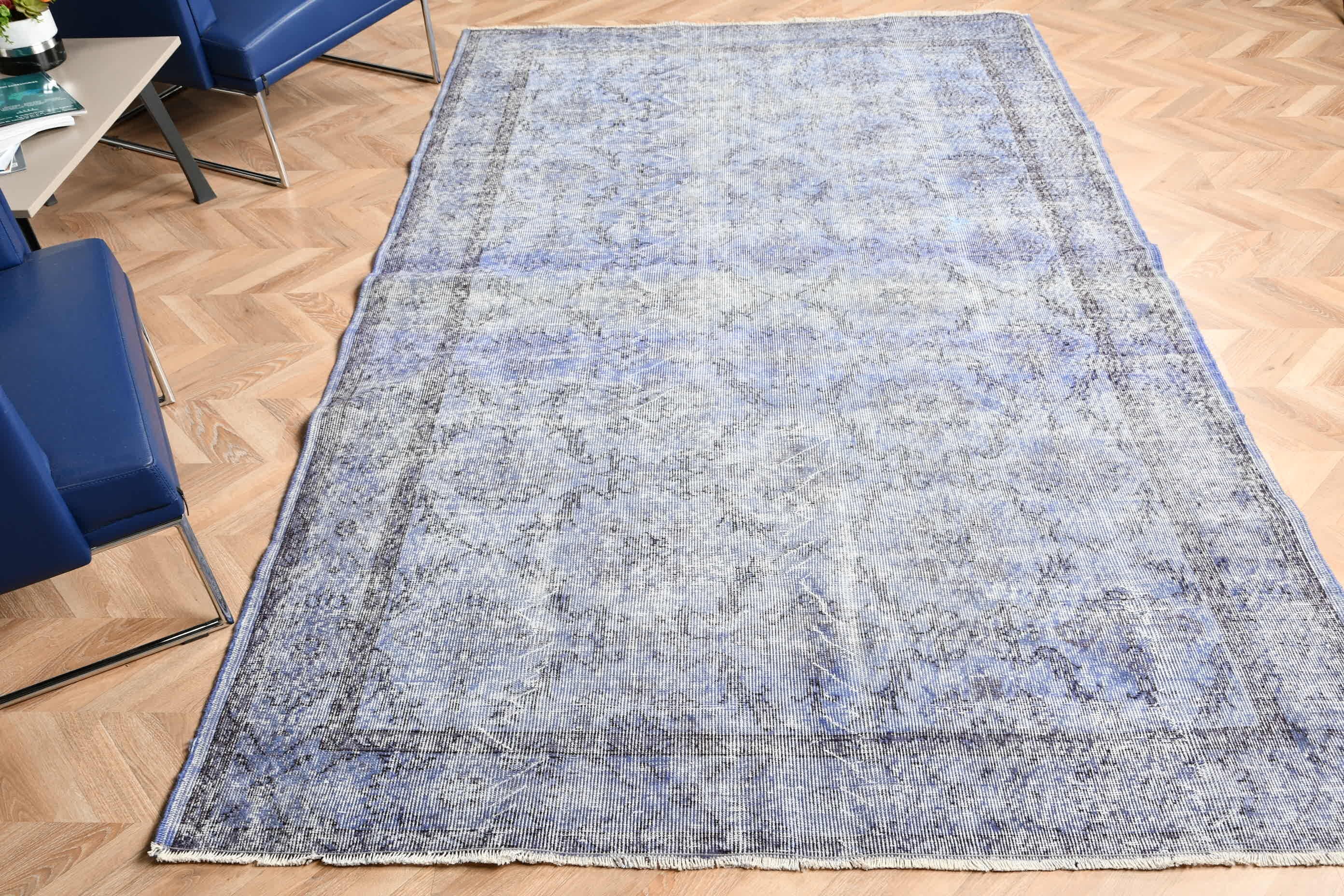 5.8x9.4 ft Büyük Halılar, Yatak Odası Halısı, Oryantal Halı, Mavi Oushak Halısı, Vintage Halı, Oturma Odası Halısı, Türk Halıları, Boho Halısı