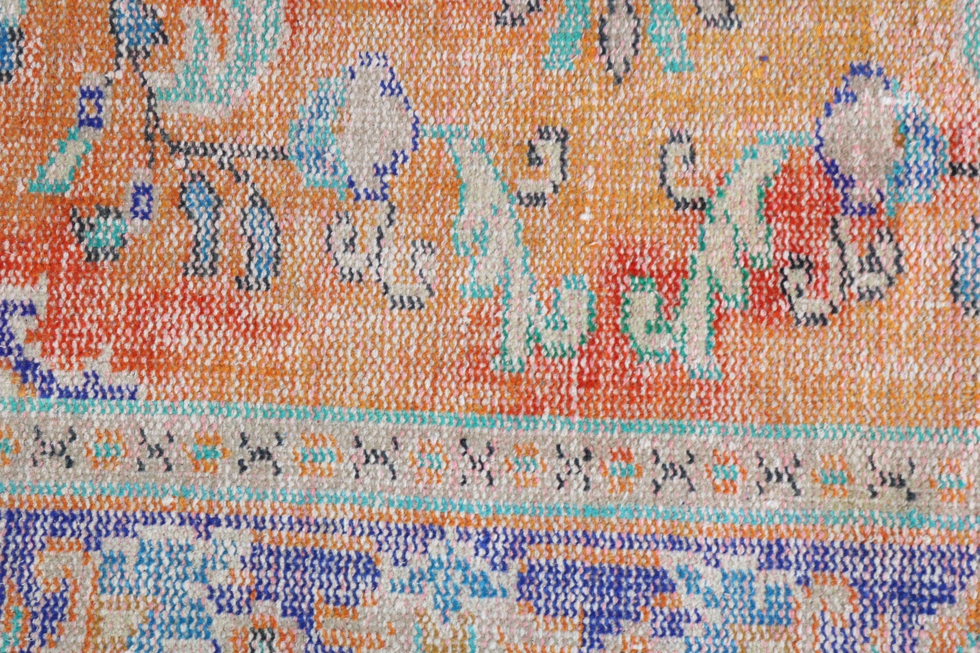 Boho Halılar, Vintage Halılar, Turuncu Havalı Halılar, Küçük Alan Halıları, 1,5x2,8 ft Küçük Halı, Oushak Halıları, Türk Halısı, Yatak Odası Halısı, El Yapımı Halı