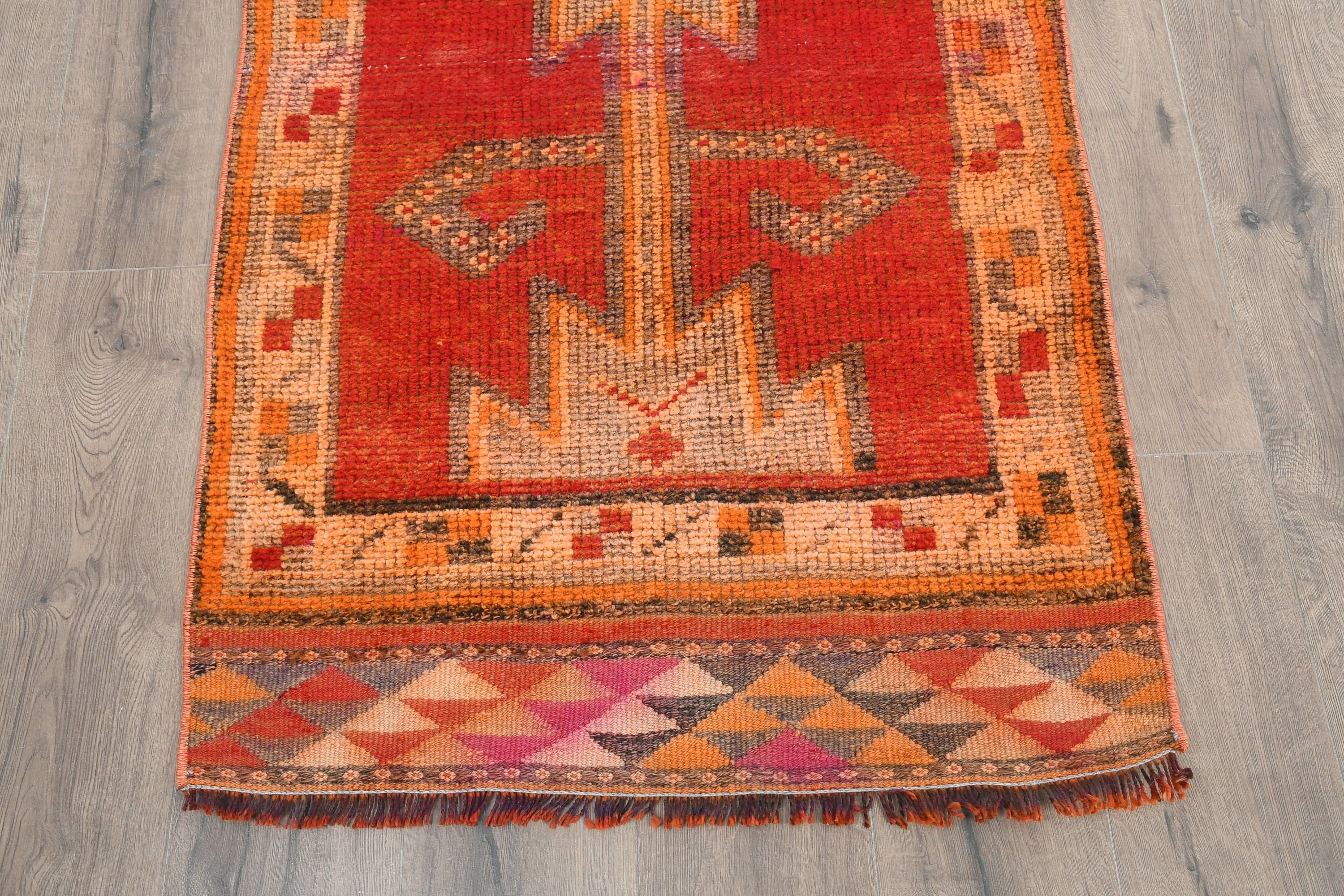 2.8x10.9 ft Runner Halı, Türk Halısı, Vintage Halı, Kırmızı Yatak Odası Halısı, Koridor Halıları, Ev Dekor Halısı, Antika Halı, Merdiven Halısı, Koridor Halıları