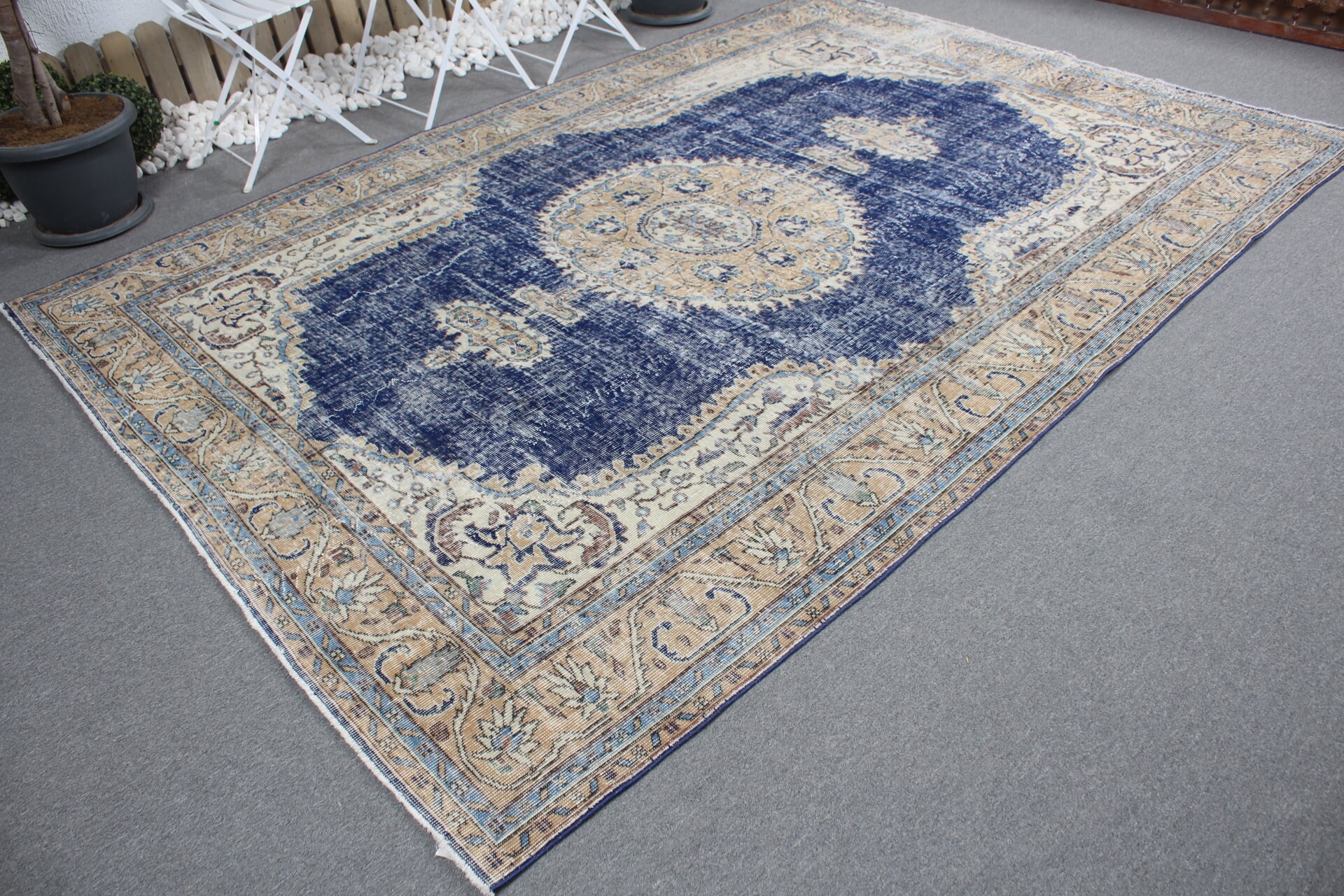 7.1x10.2 ft Oversize Rug, Saloon Rugs, Vintage Rugs, Salon Rugs, Turkish Rugs, Home Decor Rugs, Wool Rugs, Custom Rugs, Blue Antique Rug