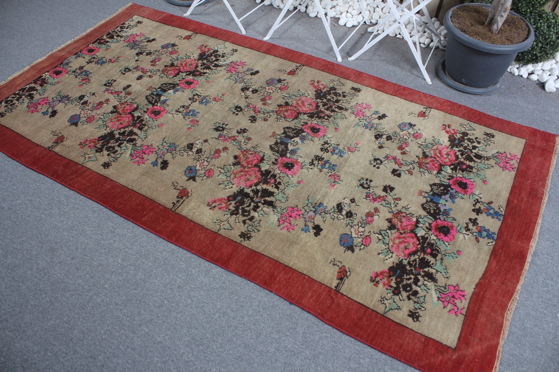 Nursery Rug, Turkish Rug, Eclectic Rug, Home Decor Rug, Vintage Rug, 4.3x8 ft Area Rug, Beige Home Decor Rug, Bedroom Rug, Living Room Rugs