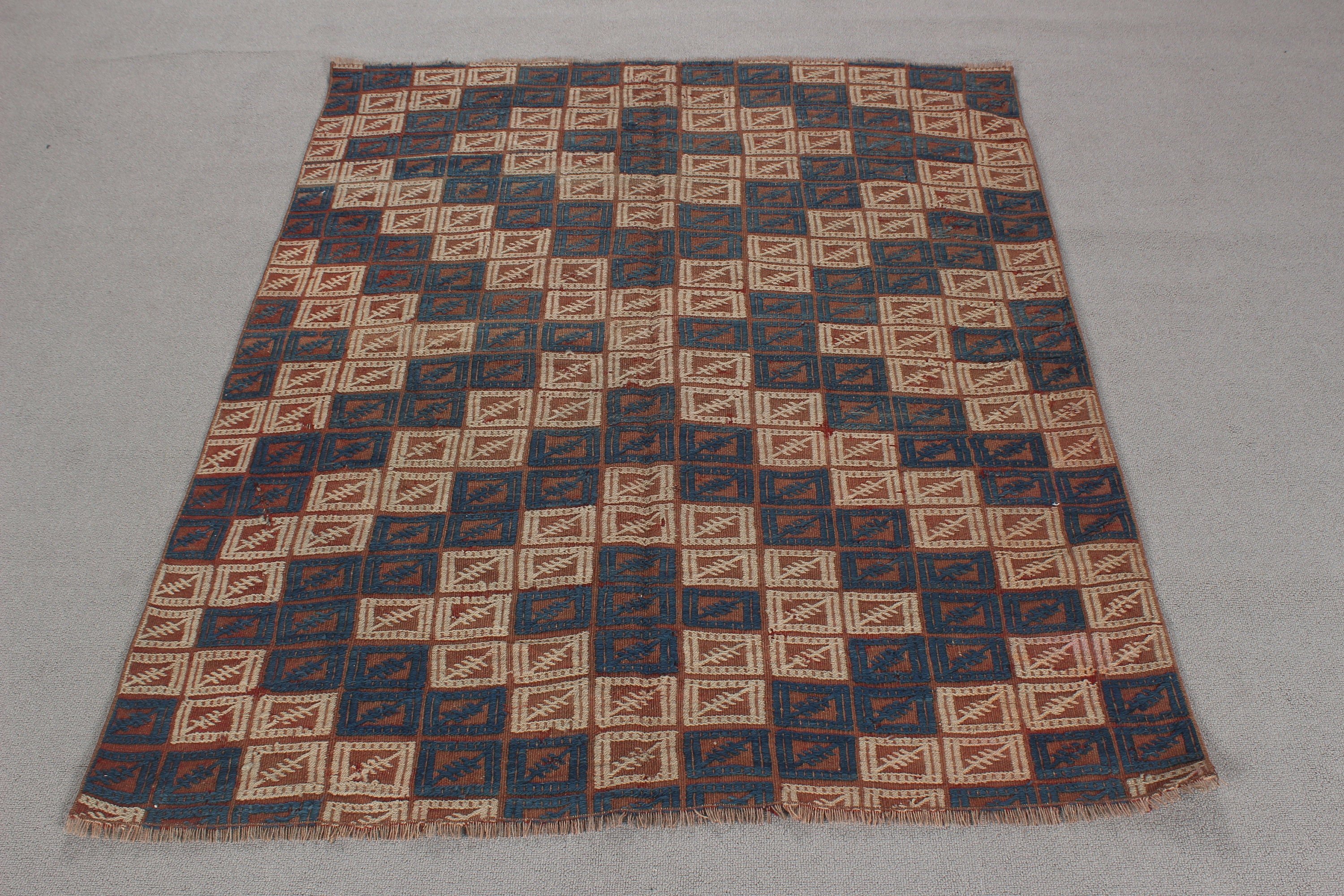 Vintage Halı, Türk Halısı, Lüks Halı, Kilim, Oryantal Halılar, Bej Oushak Halısı, 3,8x4,7 ft Accent Halıları, Yatak Odası Halıları, Boho Halısı, Giriş Halısı