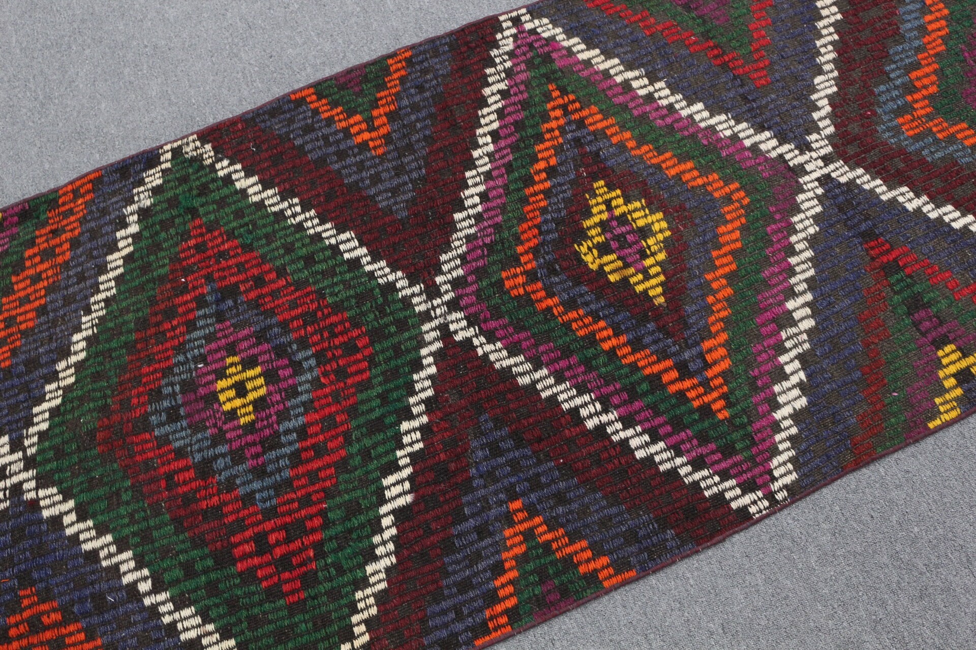 Yün Halı, Kilim, Oushak Halı, 3,1x7,7 ft Aksan Halıları, Türk Halısı, Giriş Halıları, Turuncu Mutfak Halısı, Yatak Odası Halıları, Eski Halılar, Vintage Halı