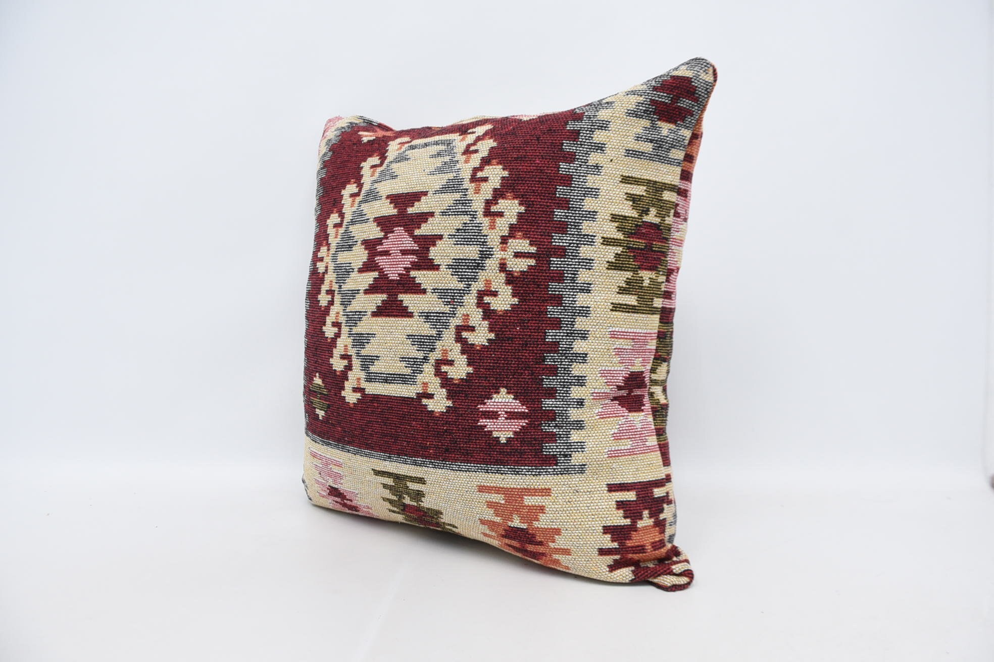 Throw Kilim Pillow, Vintage Pillow, Pastel Cushion, Bright Pillow Sham, 28"x28" Red Cushion Case, Vintage Kilim Throw Pillow