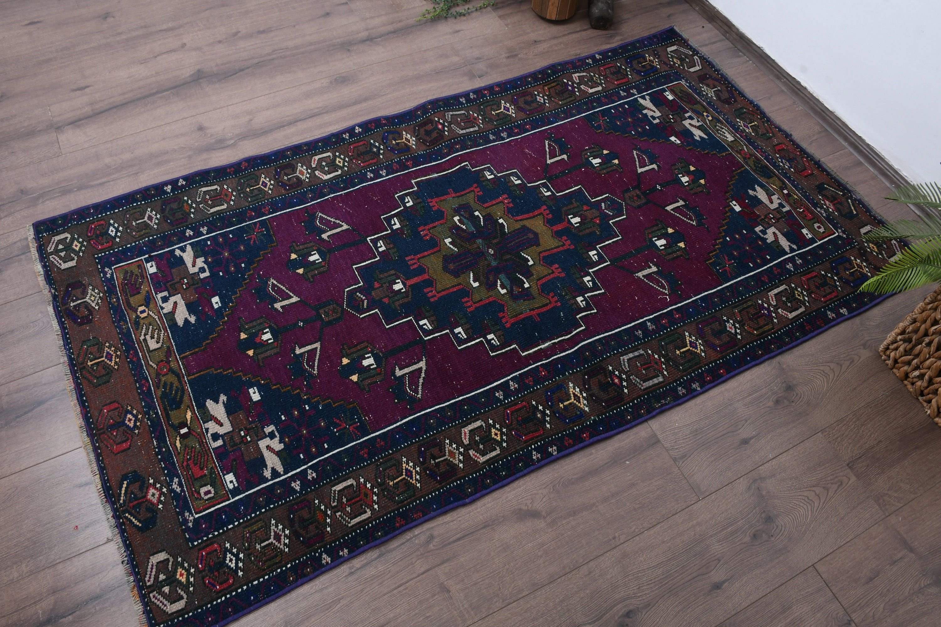 Rugs for Entry, Antique Rug, Kitchen Rugs, Entry Rug, Purple Oushak Rugs, Vintage Rug, Nursery Rugs, 3.2x5.7 ft Accent Rugs, Turkish Rug