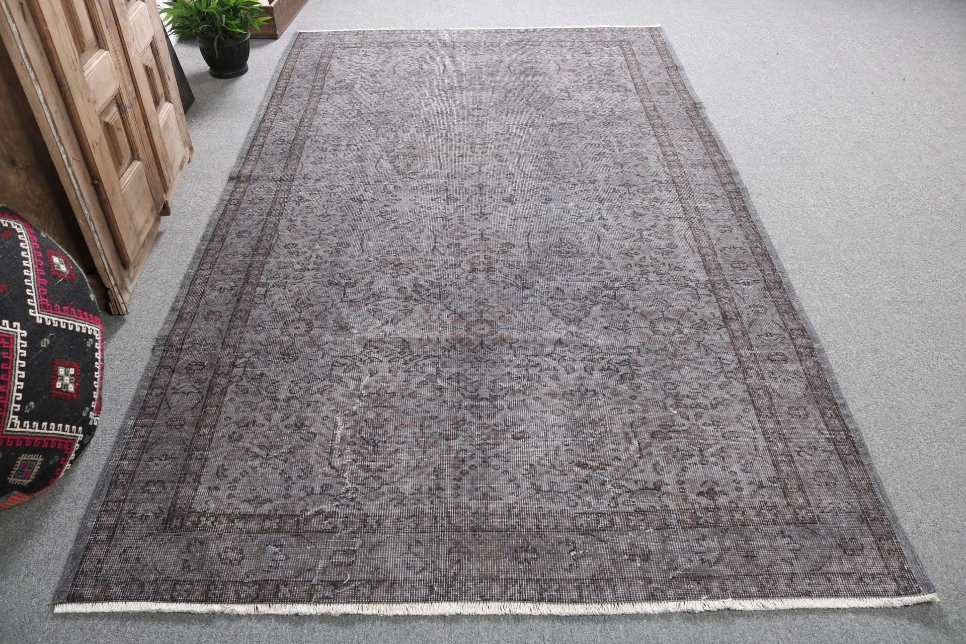 Boho Halılar, Yatak Odası Halıları, 5.4x9.2 ft Büyük Halılar, Türk Halıları, Vintage Halılar, Yün Halı, Fas Halıları, Gri El Dokuma Halılar, Büyük Vintage Halı