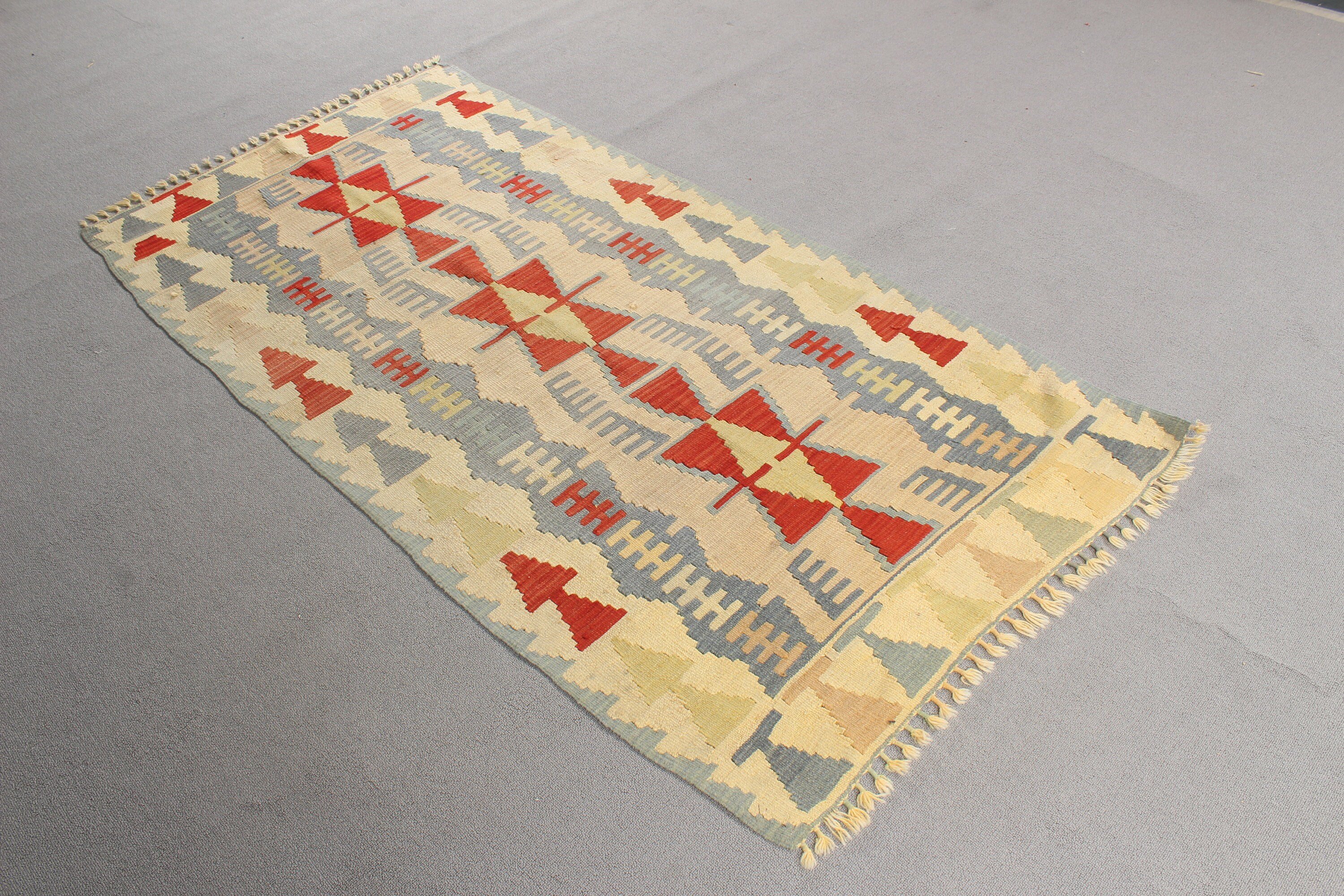 Boho Rugs, Kilim, Turkish Rug, Vintage Rug, Anatolian Rug, Statement Rug, Decorative Rug, Yellow Handwoven Rugs, 3.2x6.6 ft Accent Rug