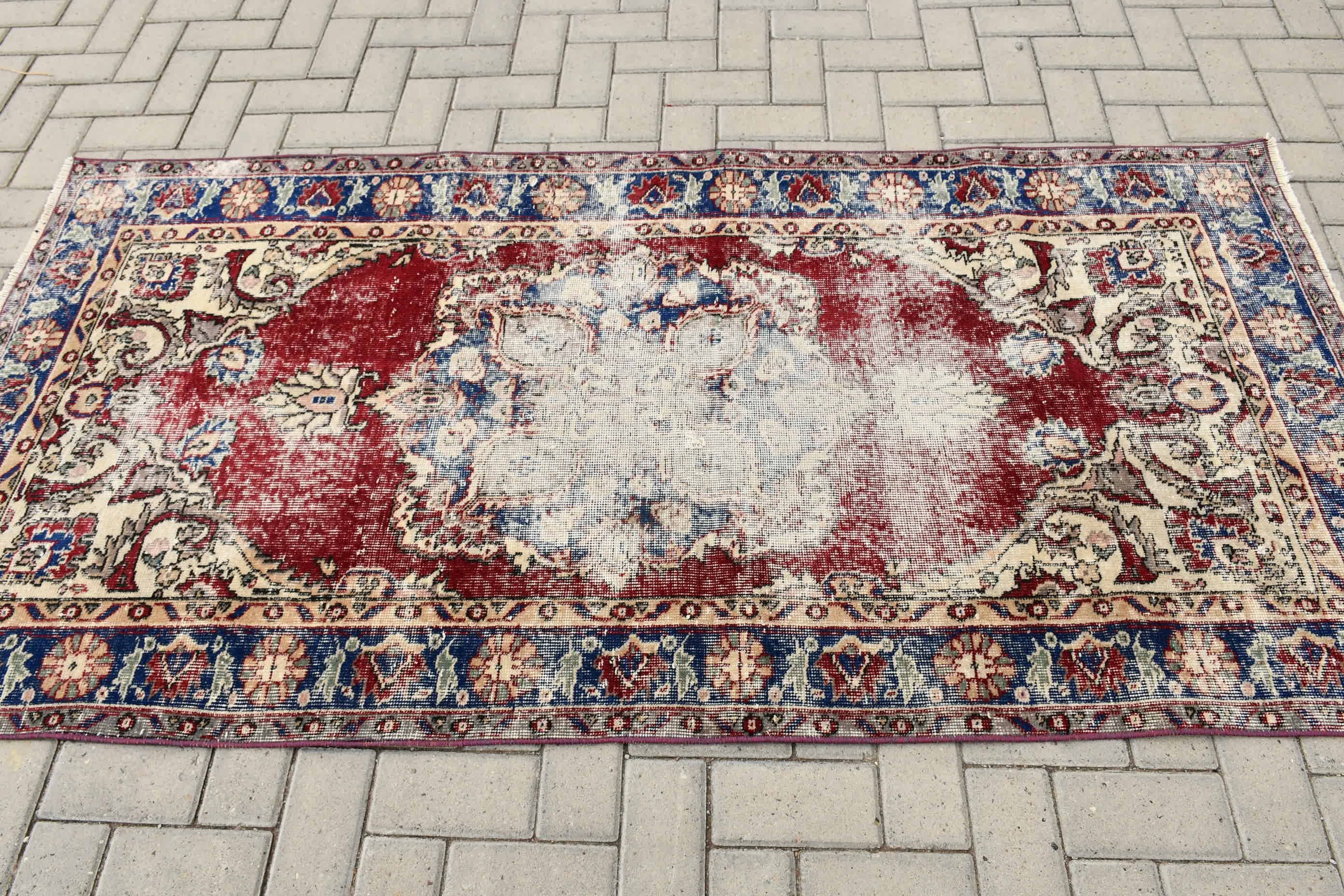 3.6x7.2 ft Area Rug, Rugs for Floor, Vintage Rug, Cool Rug, Bedroom Rugs, Floor Rug, Custom Rug, Red Floor Rug, Turkey Rugs, Turkish Rug