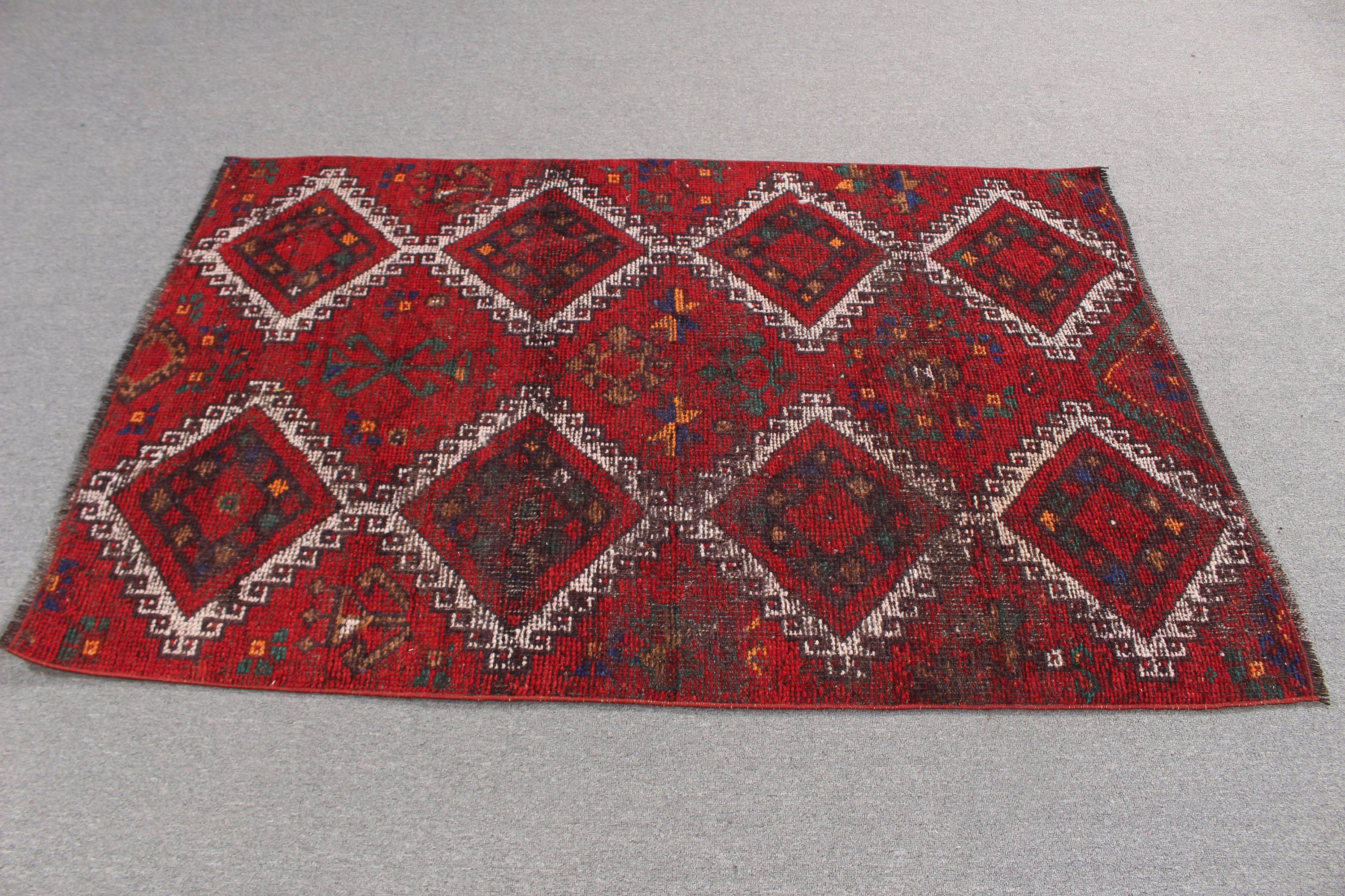 Rugs for Entry, Turkish Rugs, Entry Rugs, Bedroom Rugs, Office Rugs, Red Cool Rugs, Vintage Rug, Modern Rug, 3.7x5.5 ft Accent Rug