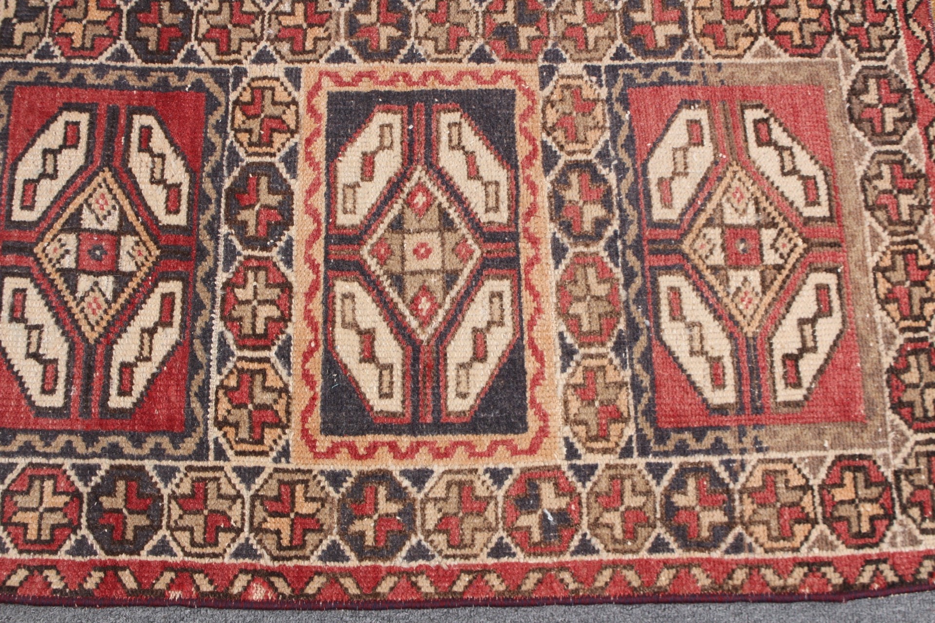 Türk Halıları, Vintage Halılar, 1.7x2.8 ft Küçük Halı, Yün Halılar, Mutfak Halısı, Kırmızı Ev Dekor Halıları, Göçebe Halı, Kapı Paspası Halıları