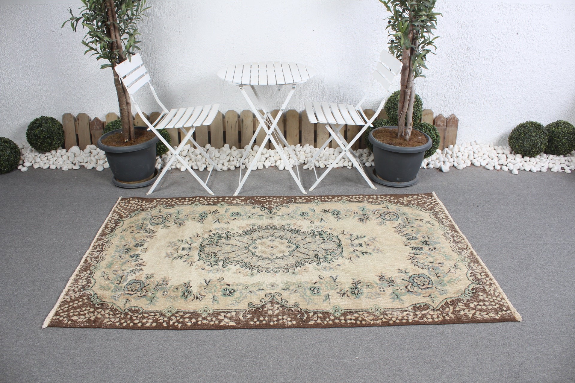 Dining Room Rug, Vintage Rug, Beige Cool Rugs, Antique Rug, Art Rugs, Living Room Rug, Moroccan Rug, Turkish Rugs, 3.8x6.5 ft Area Rug