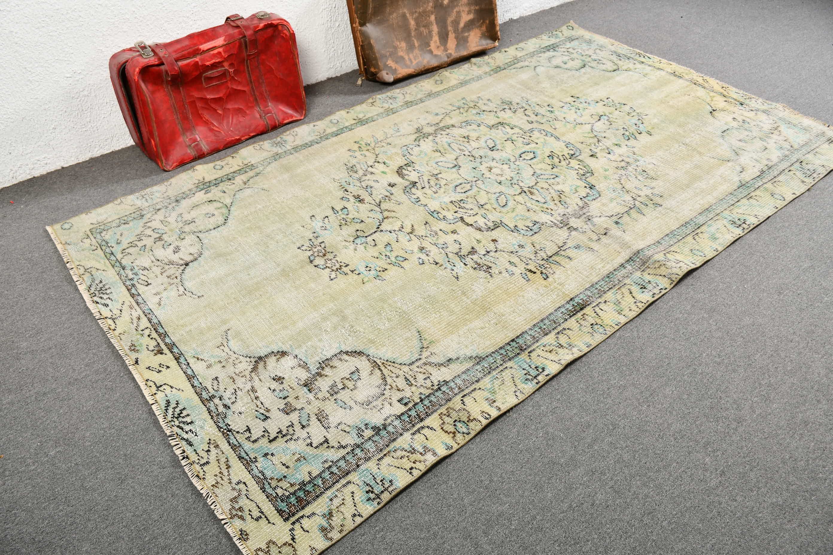 4.9x8.7 ft Large Rug, Bohemian Rug, Green Floor Rug, Cool Rug, Bedroom Rug, Vintage Rugs, Turkish Rugs, Living Room Rug