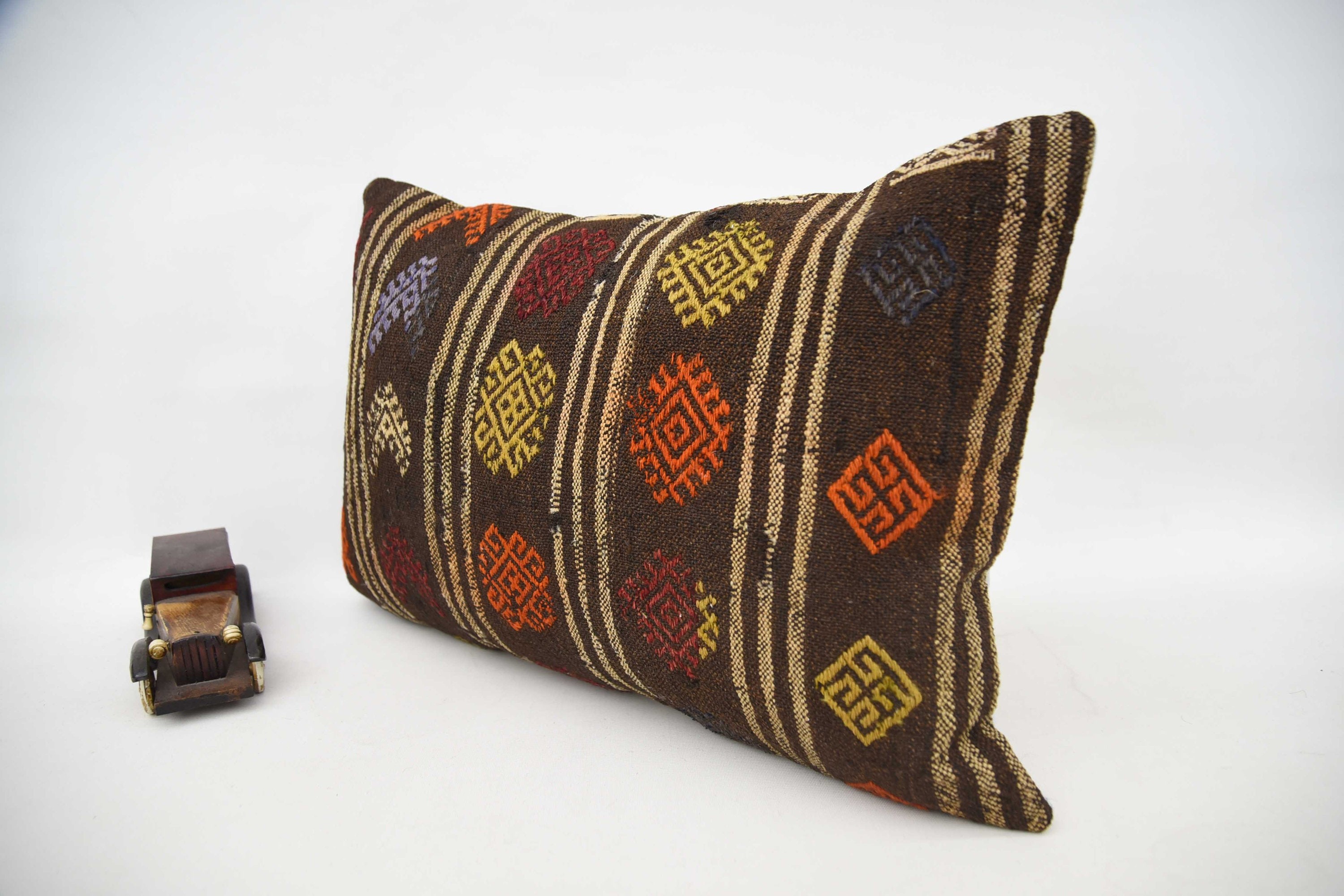 Neutral Pillow, 16"x24" Brown Pillow, Throw Kilim Pillow, Turkish Kilim Pillow, Ottoman Pillow Sham, Ethnical Kilim Rug Pillow
