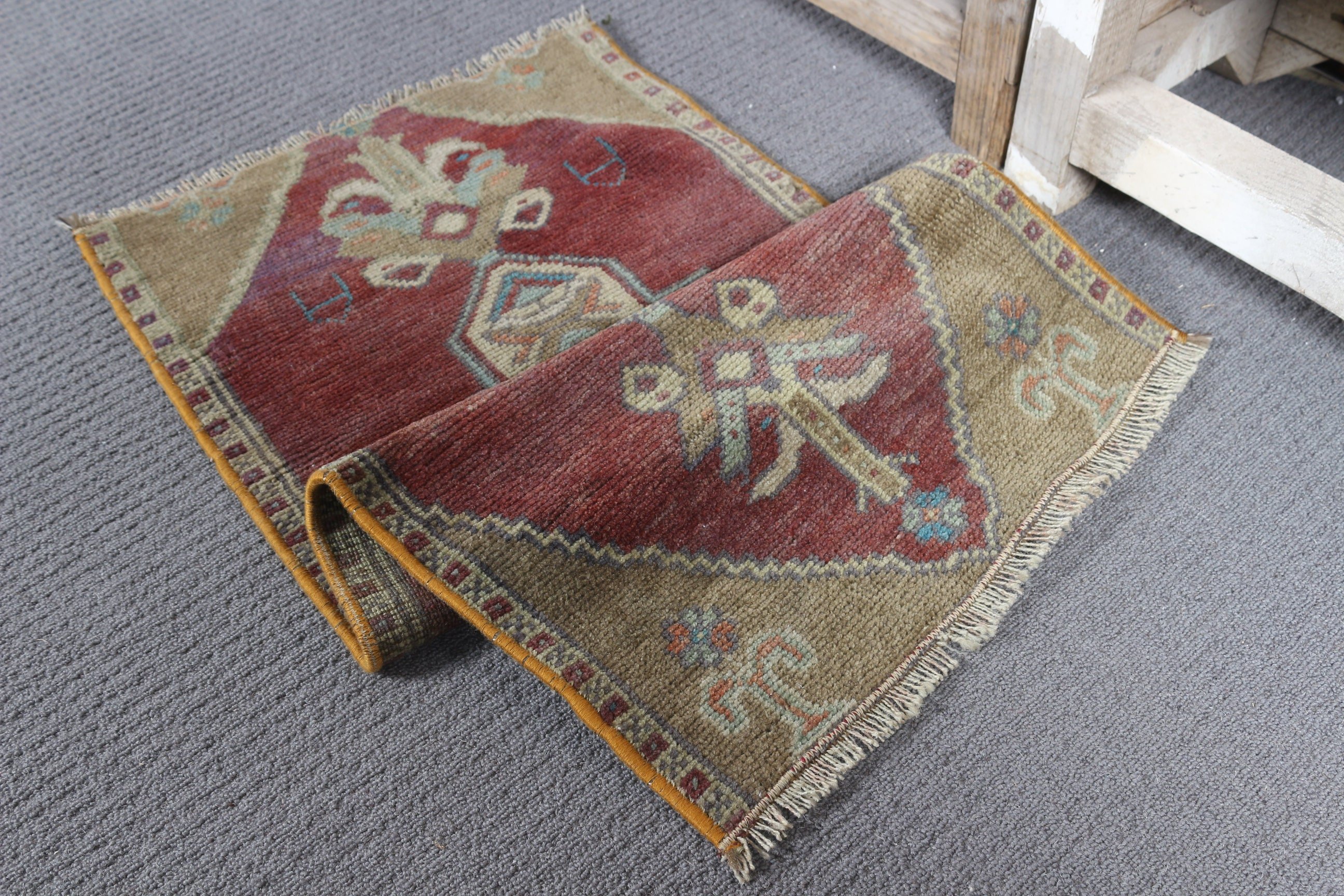 Bedroom Rug, Vintage Rugs, Antique Rug, Brown Oriental Rugs, Outdoor Rugs, Car Mat Rug, Oushak Rugs, Turkish Rug, 1.3x2.6 ft Small Rugs