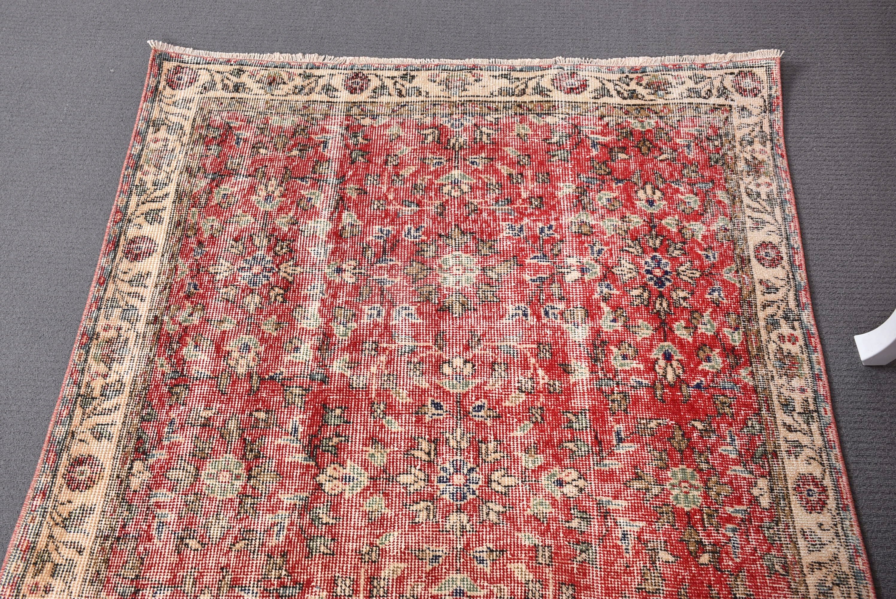 Red Anatolian Rugs, Turkish Rugs, 3.7x6.9 ft Area Rug, Moroccan Rugs, Living Room Rug, Exotic Rugs, Vintage Rug, Bedroom Rugs, Kitchen Rug