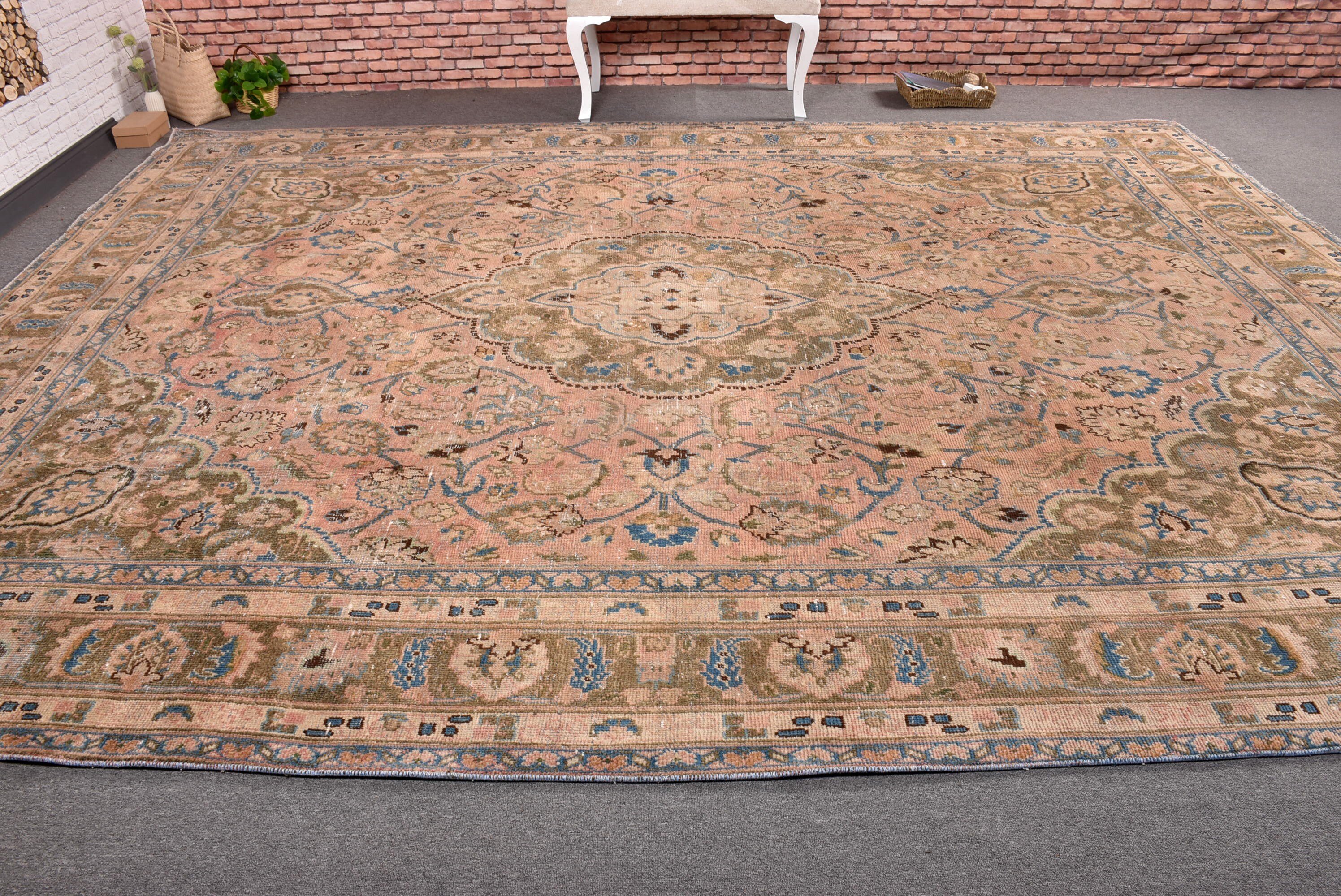 9.7x12.7 ft Oversize Rug, Saloon Rug, Vintage Rug, Turkish Rugs, Oversize Vintage Rugs, Antique Rugs, Pink Floor Rug