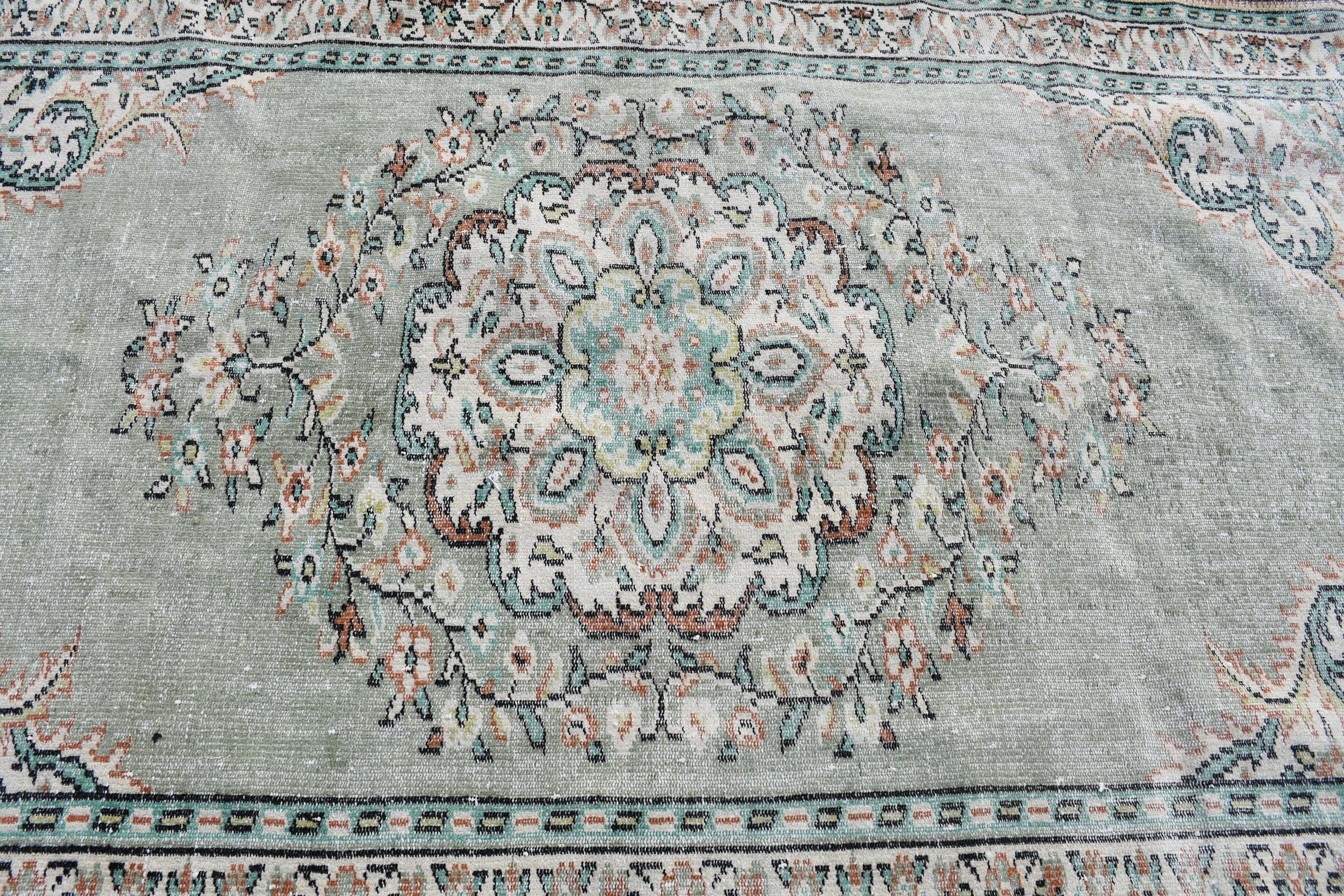 5.6x8.4 ft Large Rugs, Natural Rugs, Living Room Rug, Vintage Rug, Turkish Rugs, Antique Rug, Green Oriental Rugs, Salon Rug