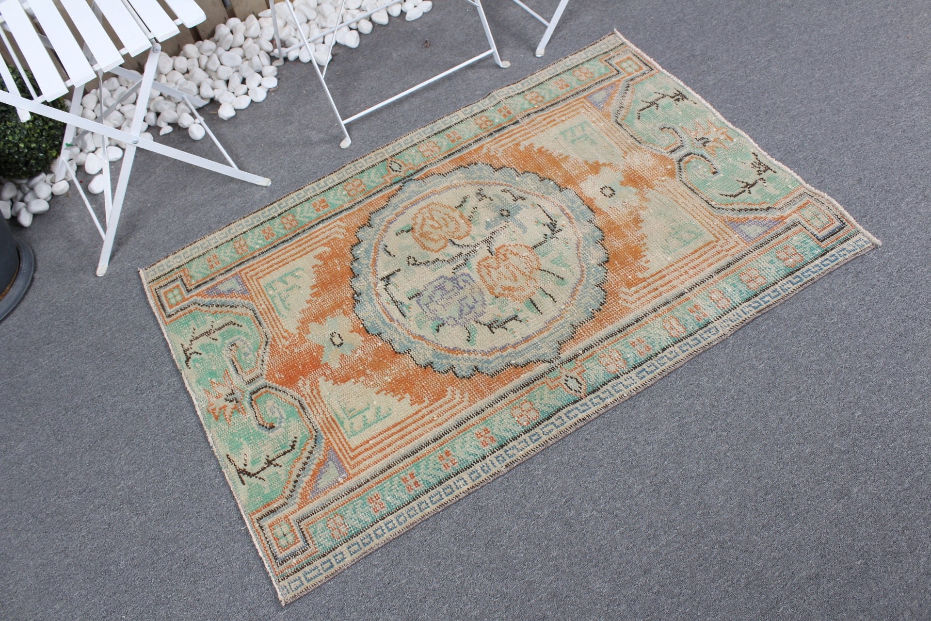 Door Mat Rug, Oriental Rugs, Vintage Rug, Floor Rug, Cute Rugs, Turkish Rugs, 2.8x4.1 ft Small Rug, Rugs for Bathroom, Orange Bedroom Rugs