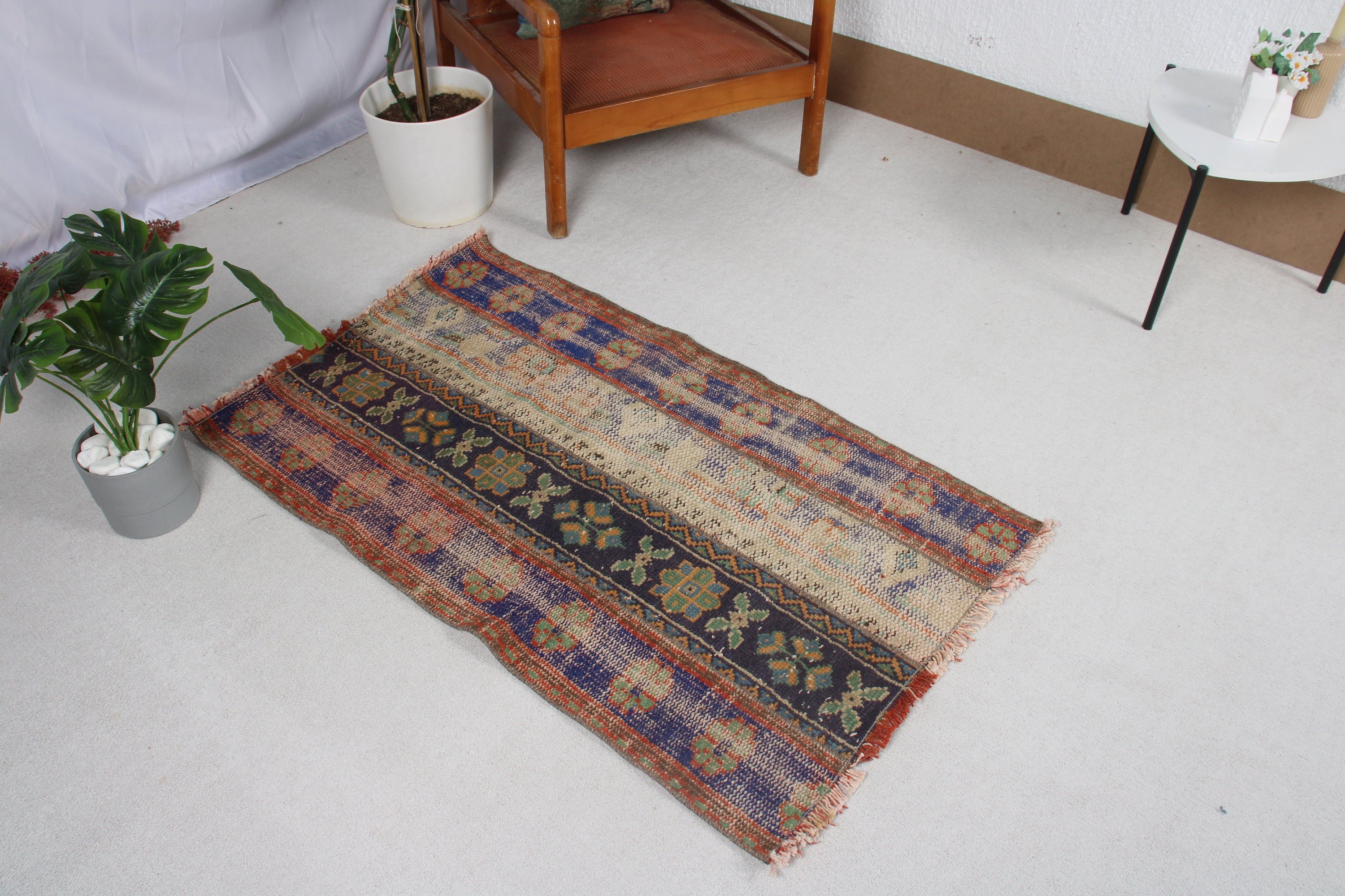 Vintage Halı, Lüks Halı, Mutfak Halıları, Kabile Halıları, 2.4x4.1 ft Küçük Halı, Duvara Asılı Halılar, Mavi Yatak Odası Halıları, Ev Dekorasyonu Halısı, Türk Halısı