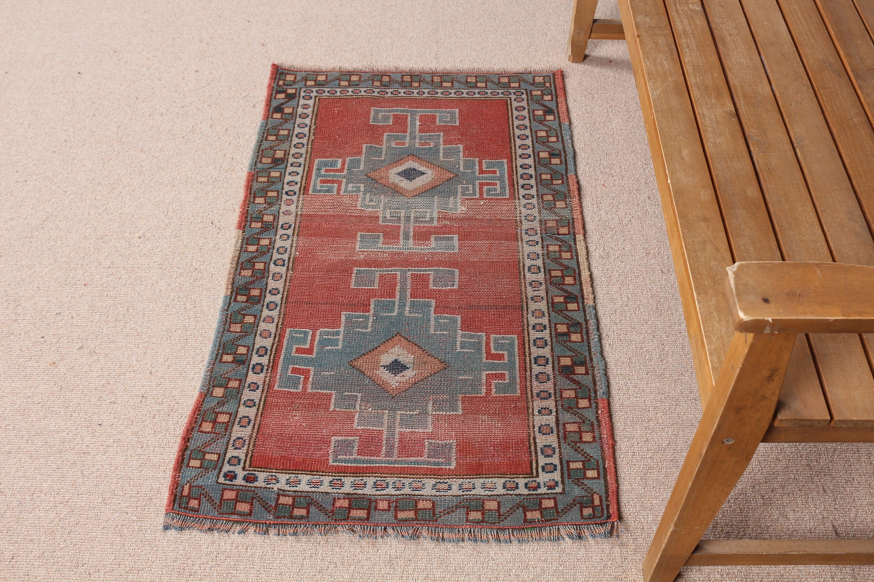 Vintage Rug, Bedroom Rugs, Door Mat Rug, 2.2x3.5 ft Small Rug, Anatolian Rug, Turkish Rug, Red Floor Rugs, Antique Rugs, Rugs for Entry