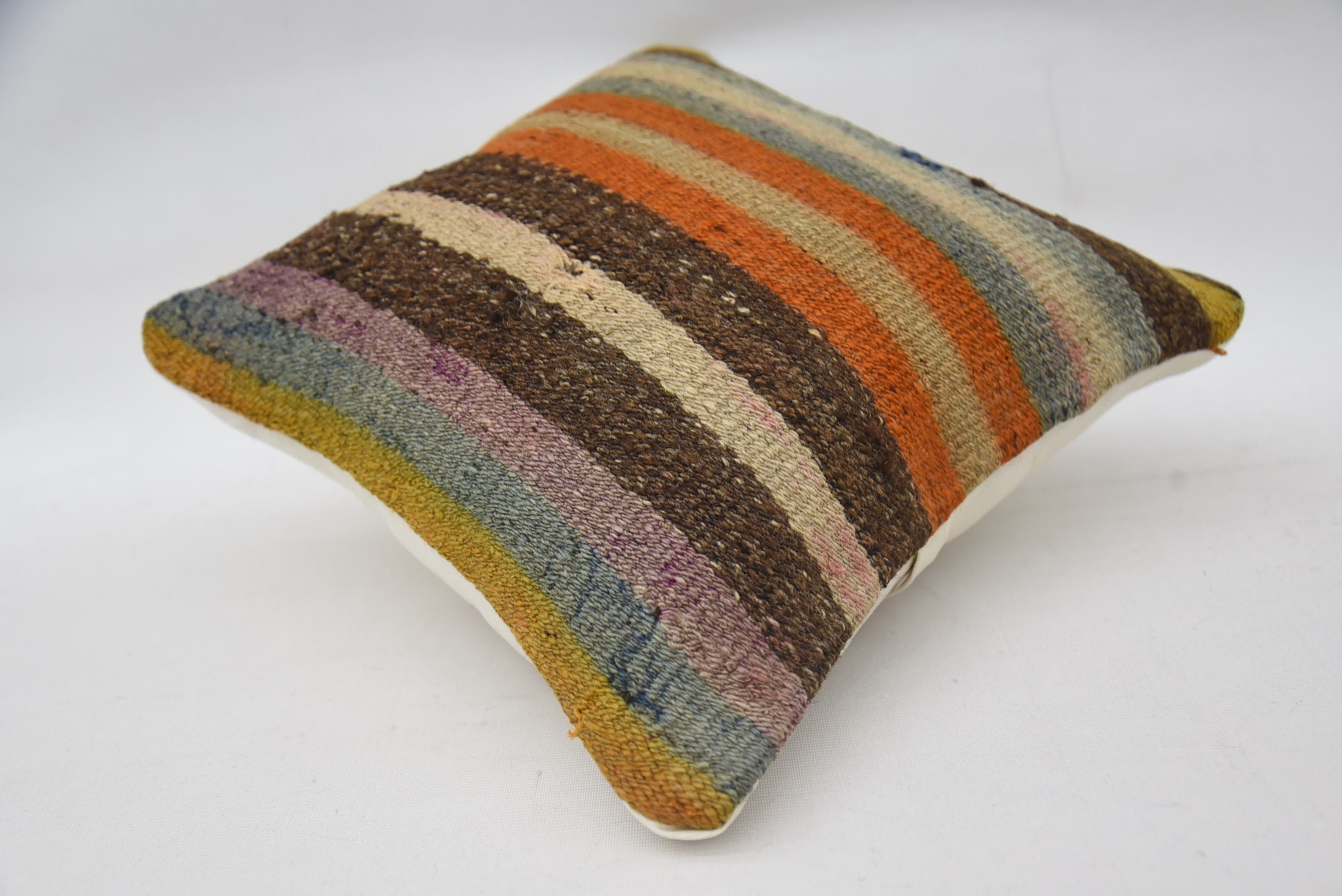 14"x14" Brown Pillow, Ethnical Kilim Rug Pillow, Wholesale Cushion, Vintage Kilim Throw Pillow, Pillow for Sofa