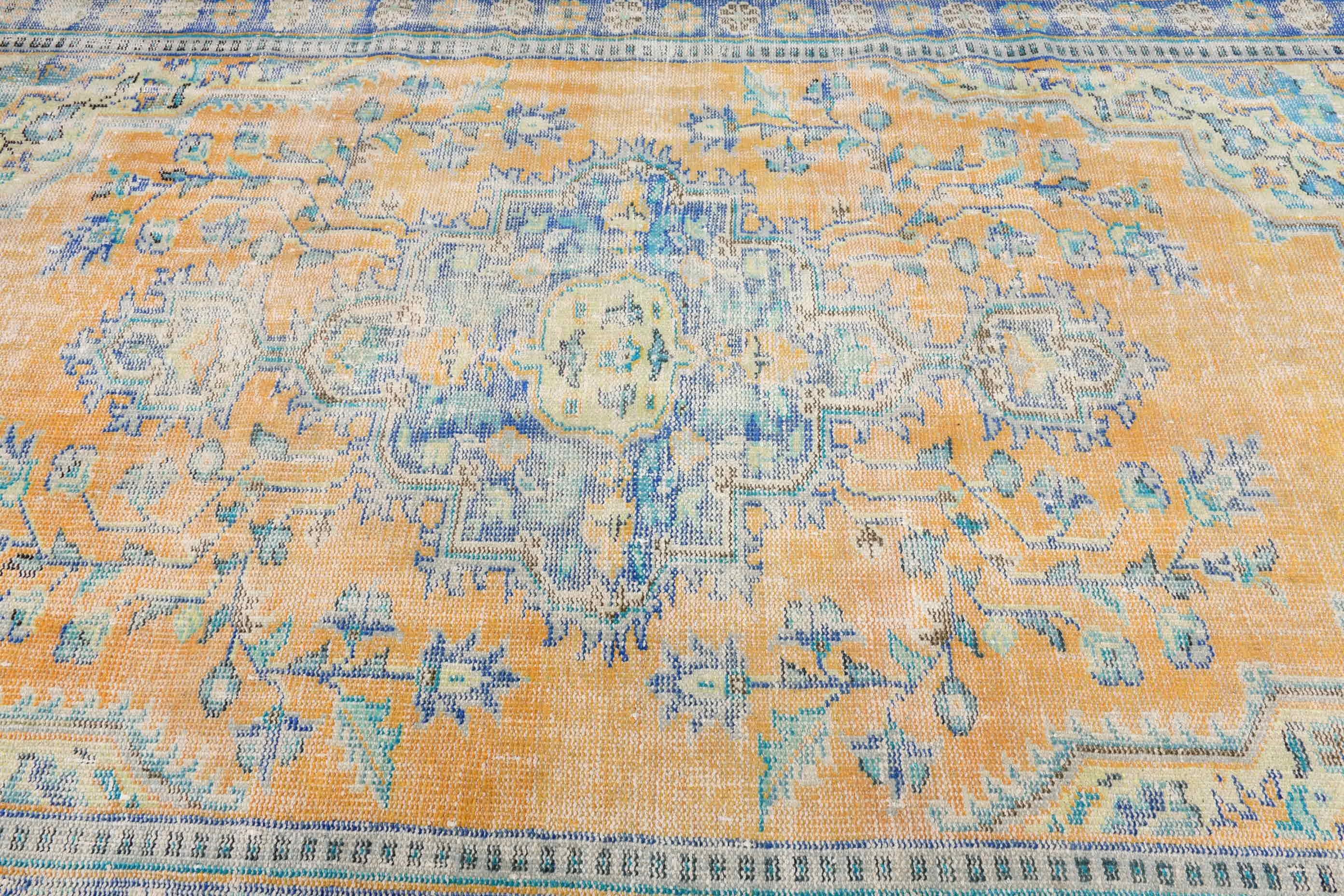 Vintage Halılar, Oturma Odası Halıları, Turuncu Oushak Halısı, Yemek Odası Halıları, Türk Halısı, 6x9.2 ft Büyük Halı, Salon Halısı, Soğuk Halı, Antika Halı