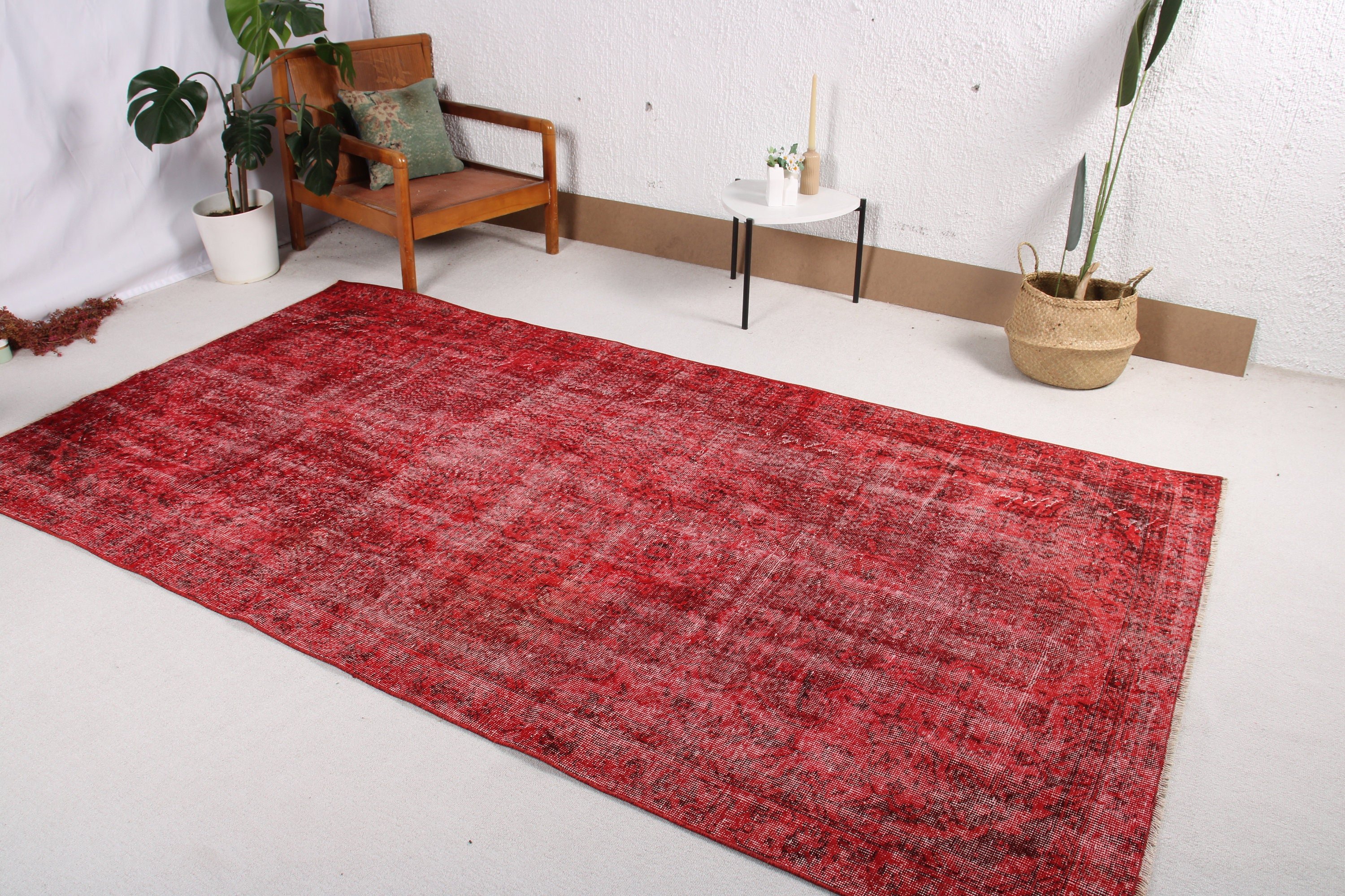 Red Bedroom Rug, Anatolian Rug, 5.2x9.4 ft Large Rug, Rugs for Large Oushak, Geometric Rug, Turkish Rugs, Dining Room Rug, Vintage Rugs