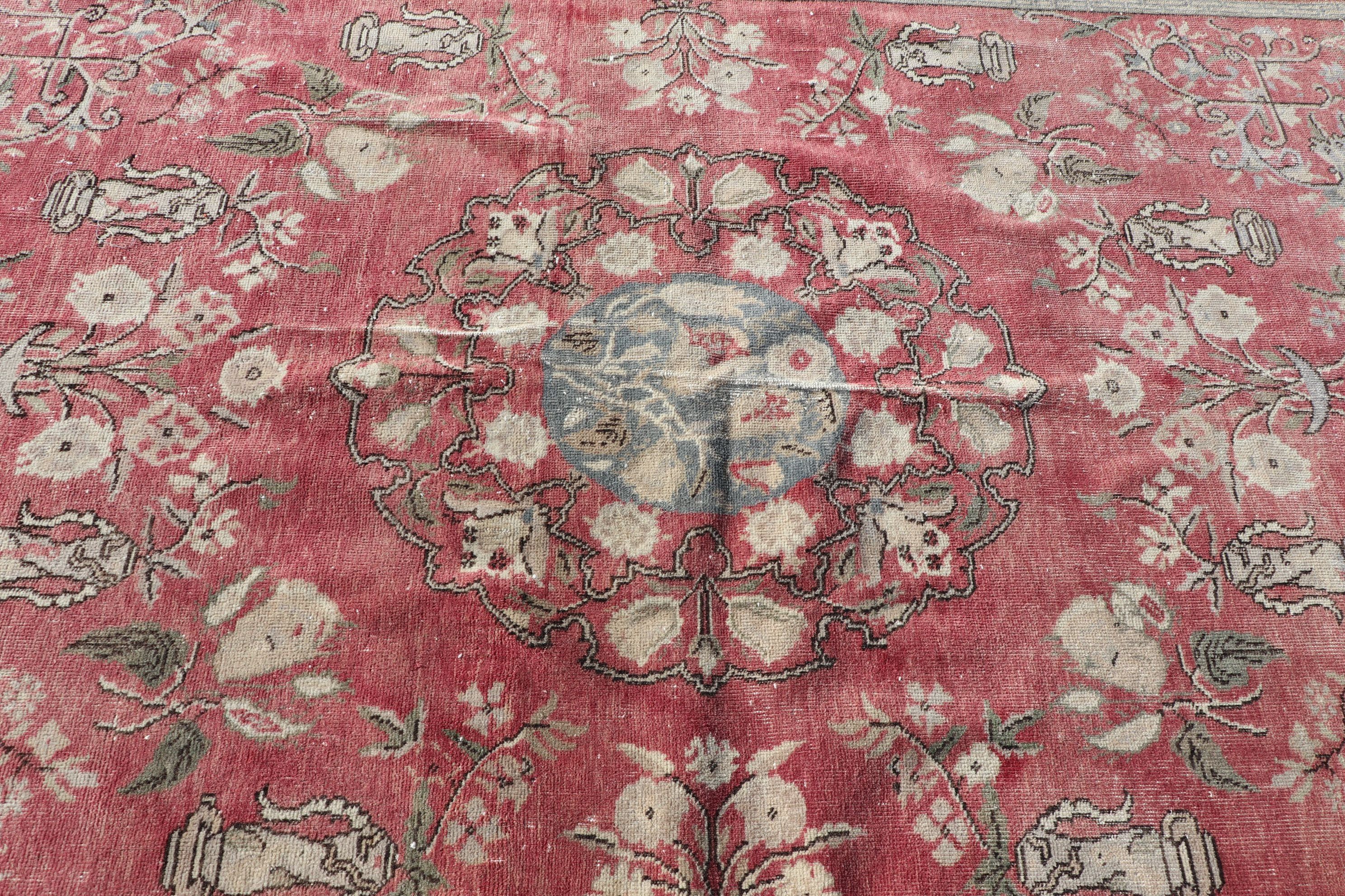 Floor Rug, 6.5x11.2 ft Oversize Rug, Pink Bedroom Rug, Designer Rugs, Living Room Rug, Wool Rug, Vintage Rug, Dining Room Rug, Turkish Rugs