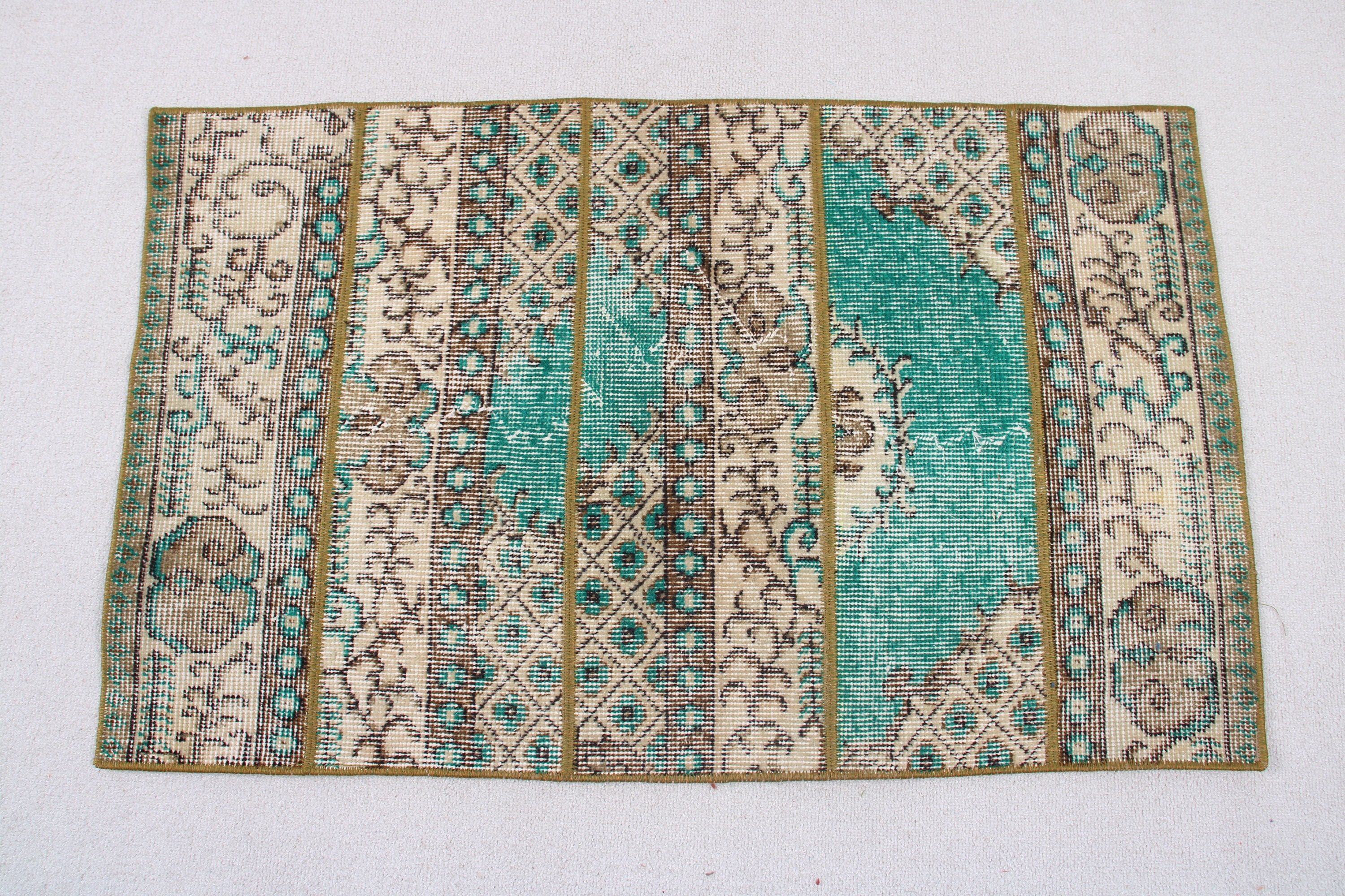 Green Moroccan Rug, Wall Hanging Rug, Oriental Rugs, Bedroom Rugs, Turkish Rug, Vintage Rugs, 2x3.2 ft Small Rugs, Car Mat Rug, Turkey Rugs