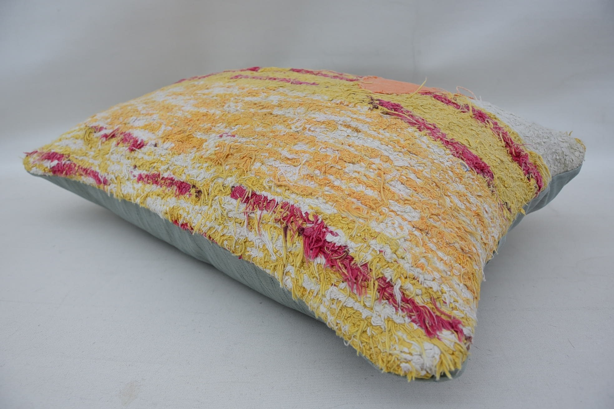 Kilim Cushion Sham, Bright Pillow, 16"x24" White Pillow, Ethnical Kilim Rug Pillow, Hippie Throw Pillow Sham, Interior Designer Pillow