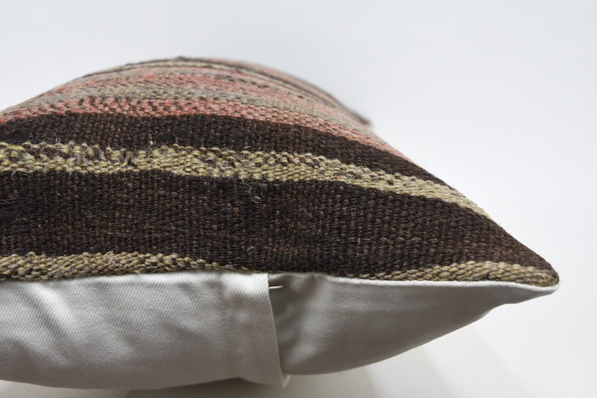 Turkish Kilim Pillow, 16"x36" Brown Pillow, Boho Pillow, Vintage Kilim Throw Pillow, Turkish Corner Cushion Case