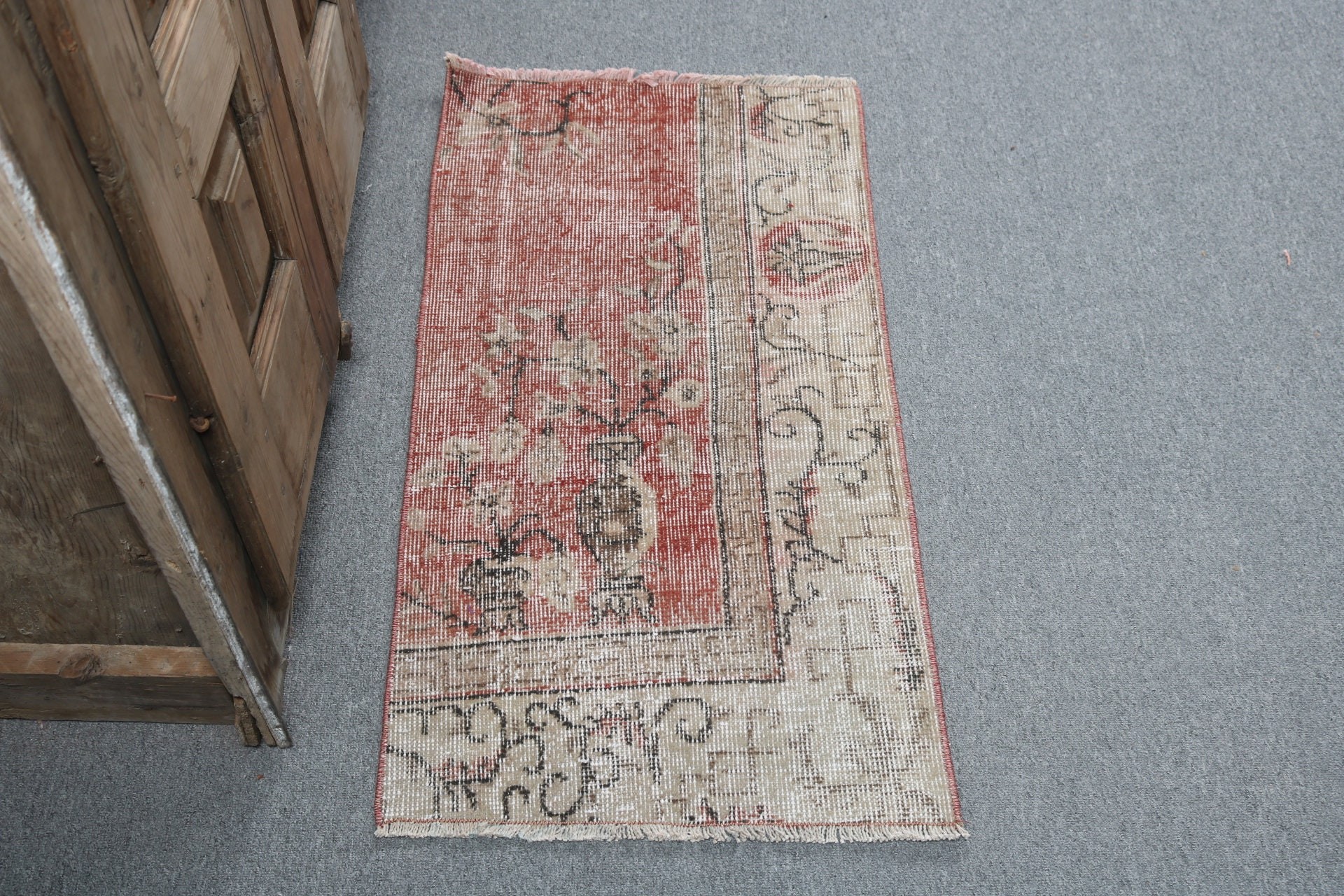 Vintage Rugs, Red Statement Rugs, Moroccan Rugs, Turkish Rug, Antique Rug, Exotic Rug, Bath Rugs, Wall Hanging Rug, 1.6x3.1 ft Small Rugs