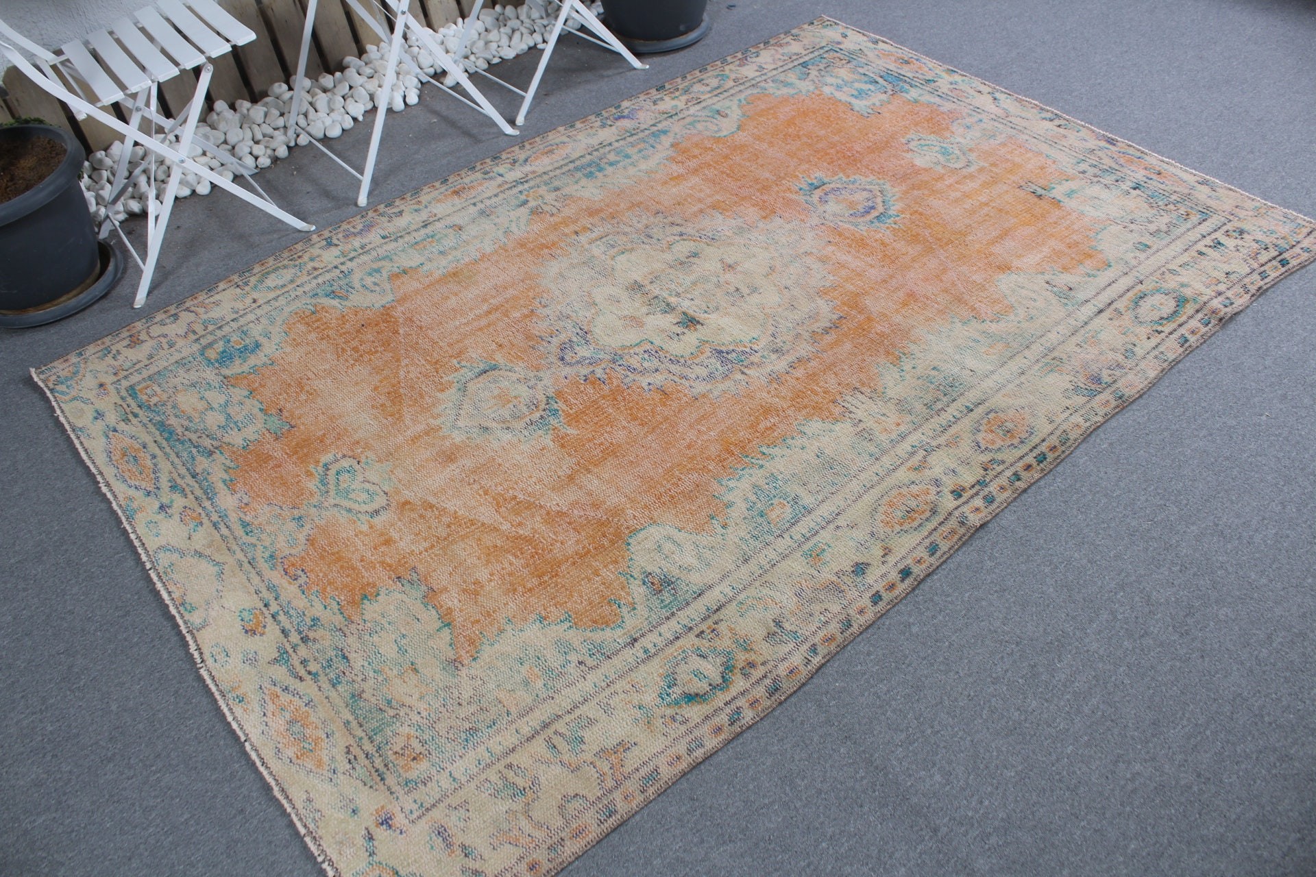 Vintage Rug, 5.2x7.3 ft Area Rug, Turkish Rugs, Oushak Rug, Antique Rug, Orange Oriental Rugs, Boho Area Rug Rugs, Kitchen Rug, Nursery Rug