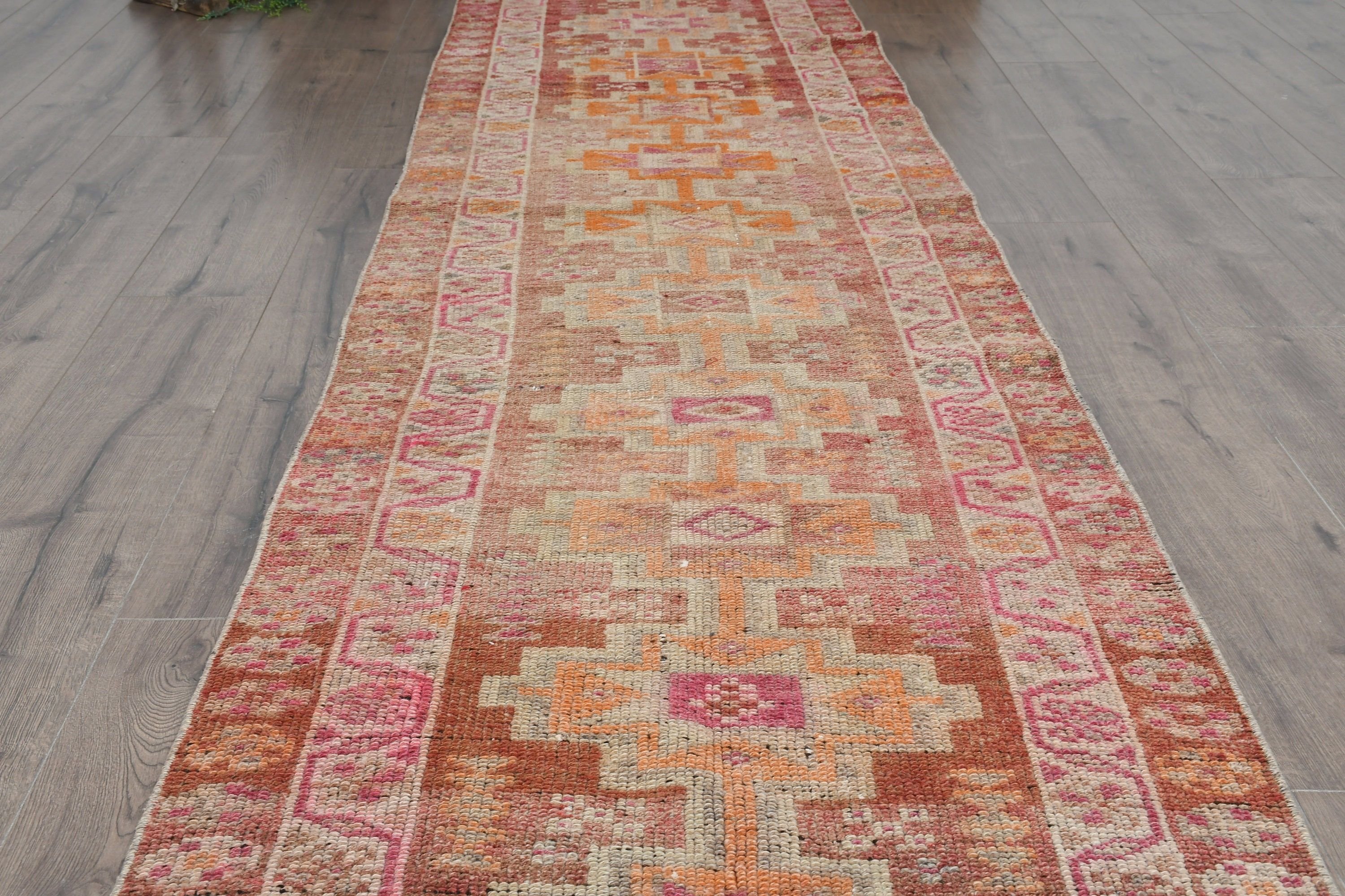 Koridor Halıları, Bej Antika Halı, Vintage Halı, Yün Halı, Merdiven Halıları, Mutfak Halısı, Türk Halısı, Oryantal Halılar, 2,8x11,3 ft Yolluk Halısı