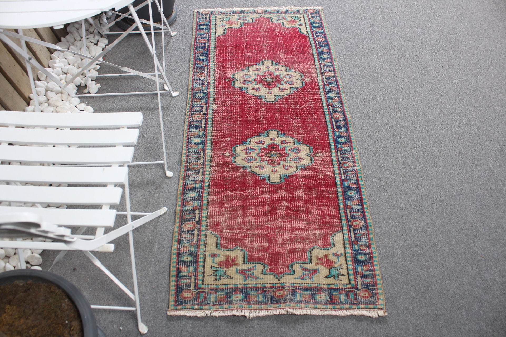 Eclectic Rug, Red Oriental Rug, 2.2x5.3 ft Small Rugs, Bedroom Rugs, Turkish Rug, Wall Hanging Rug, Oushak Rugs, Vintage Rugs