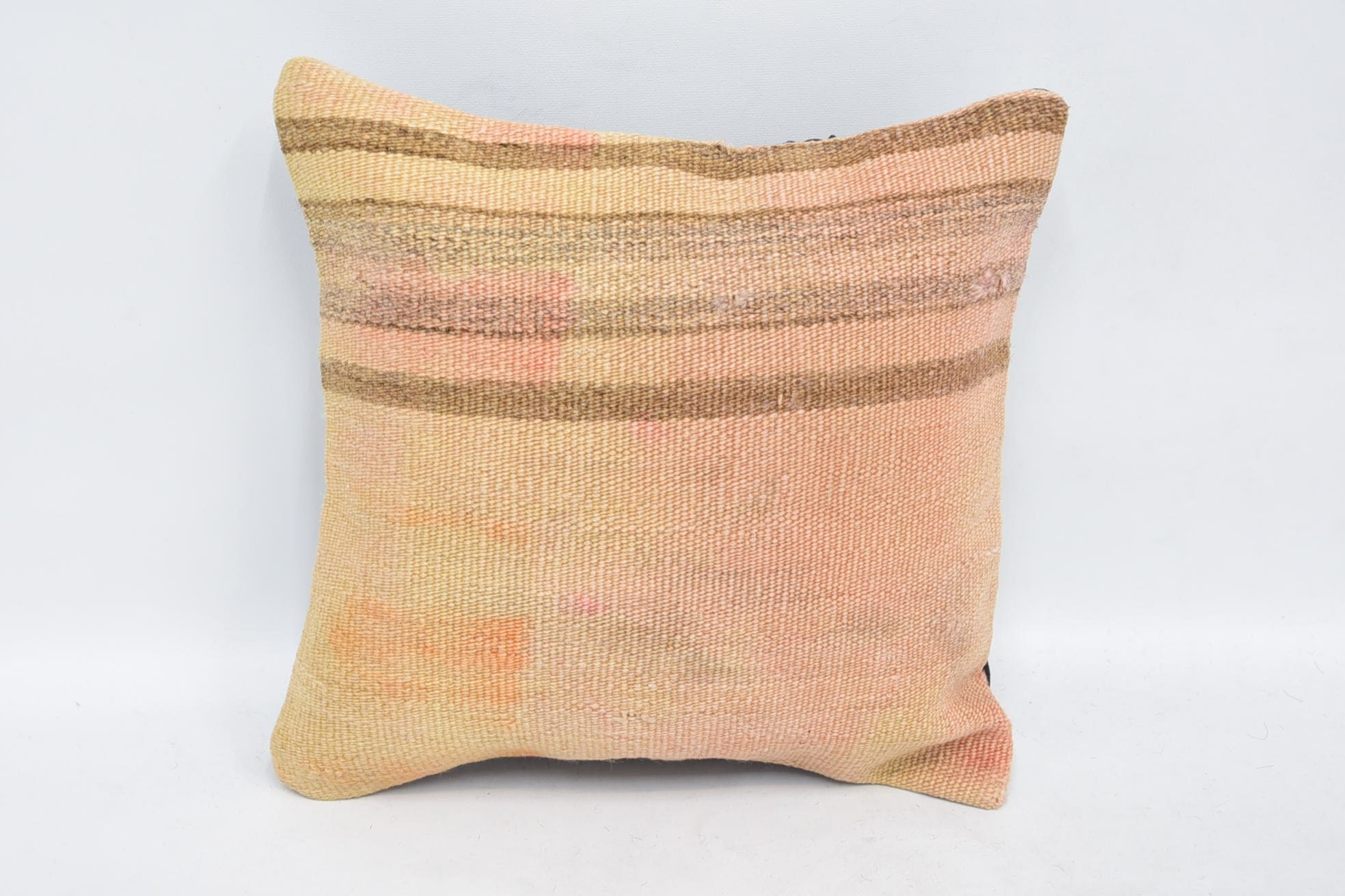 Meditation Cushion Case, Boho Pillow Sham Cover, Turkish Kilim Pillow, 12"x12" Beige Cushion Case, Turkish Pillow